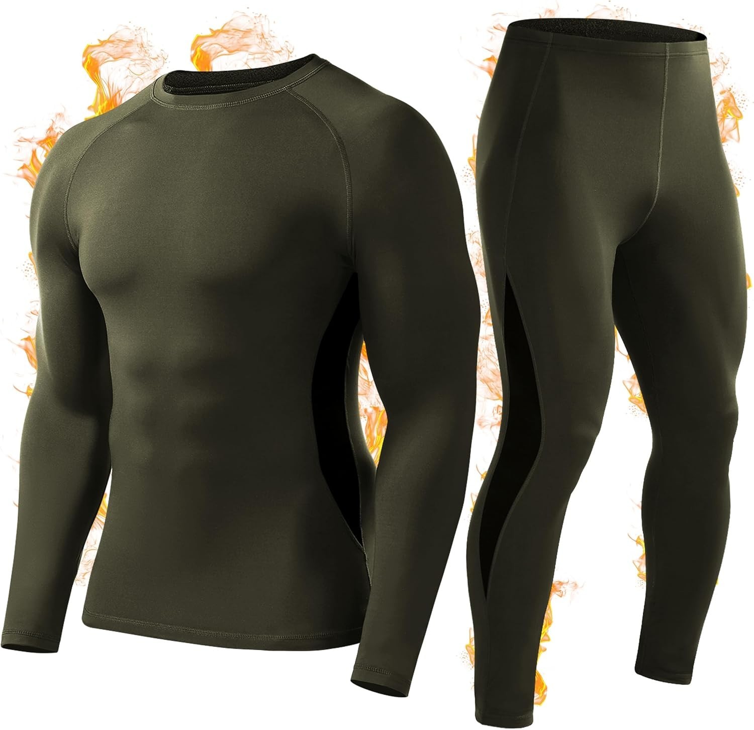 Men Thermal Underwear Set Long Johns Fleece Lined Compression Base Layer Winter