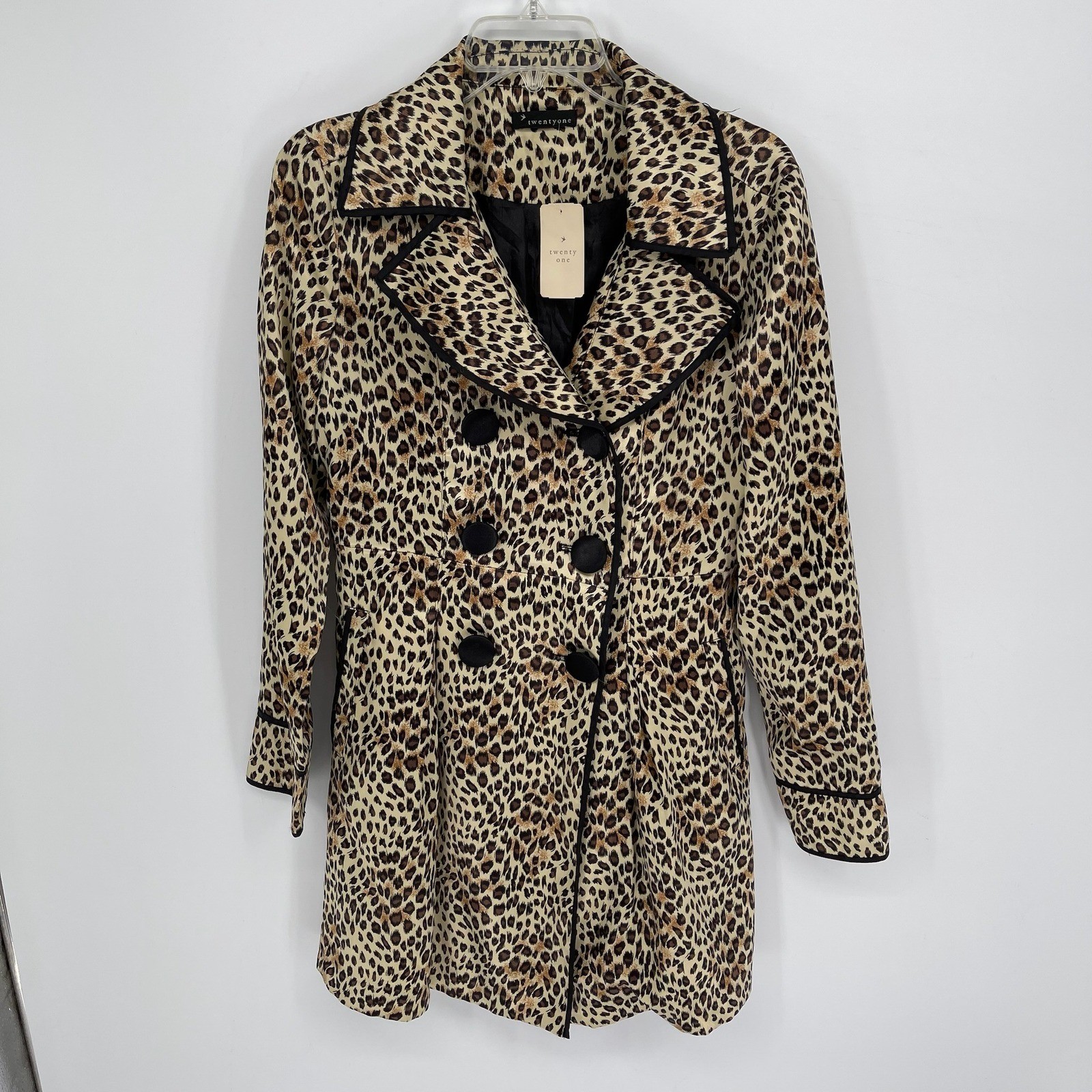 Twentyone NWT Women’s Multicolor Leopard Print Double Breasted Peacoat Size M