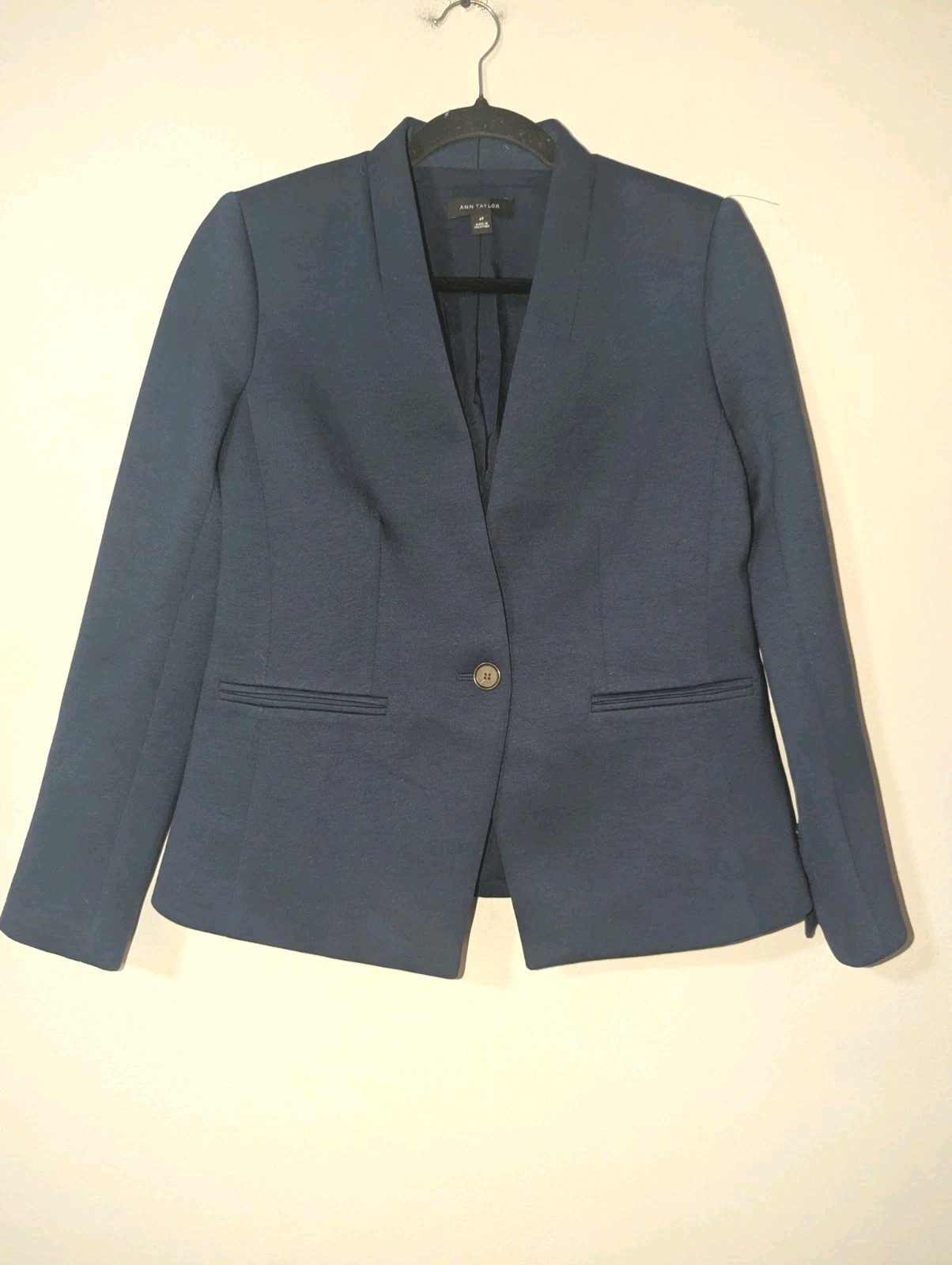 Ann Taylor Petites Navy James Scuba Cutaway Blazer Size 4P
