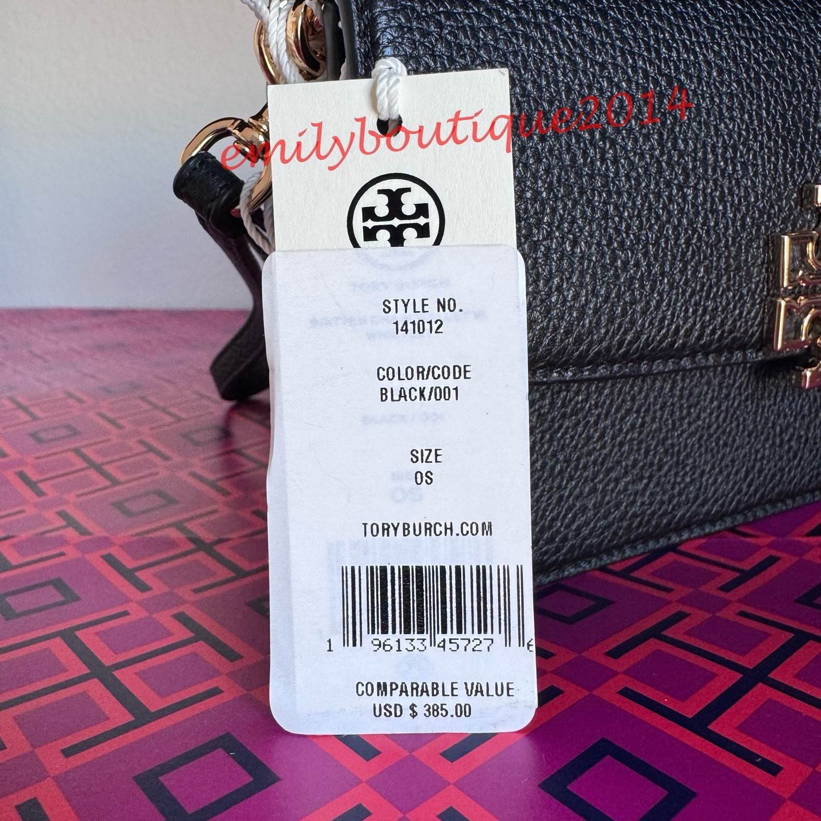 NWT Tory Burch 141012 Britten Chain Wallet & Wristlet Leather Crossbody in Black