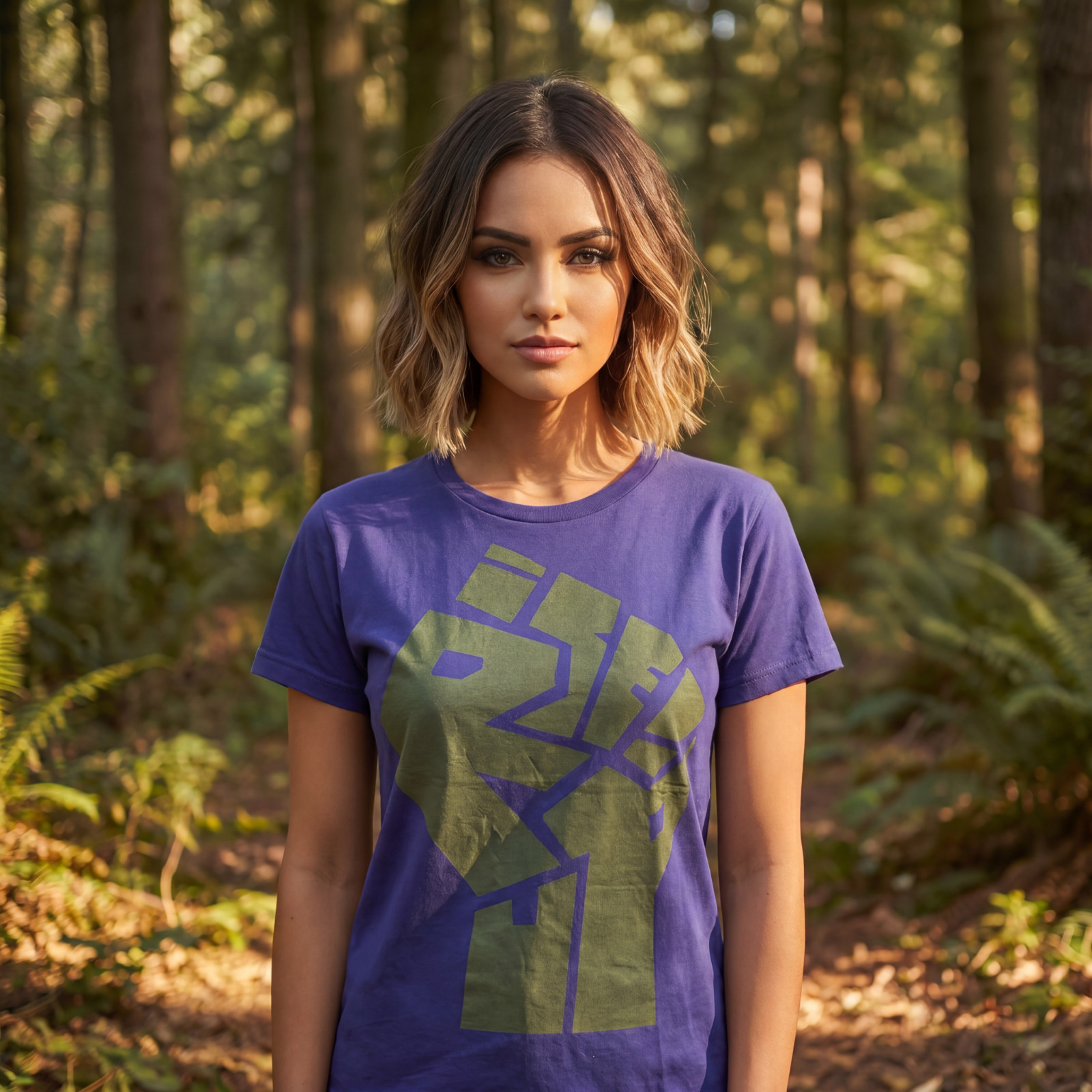 Rise Up! Fist Painted Tee: 100% Organic Cotton T Shirt for Women: XS