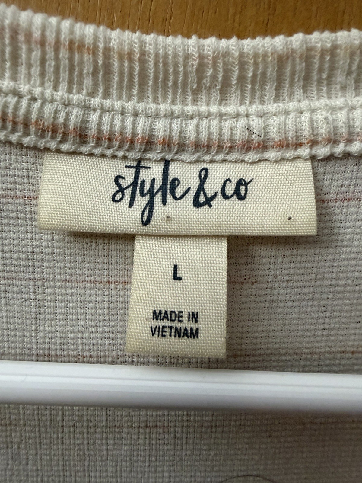 Style & Co Women’s Cream Textured Puff Sleeve Knit Top Size Large