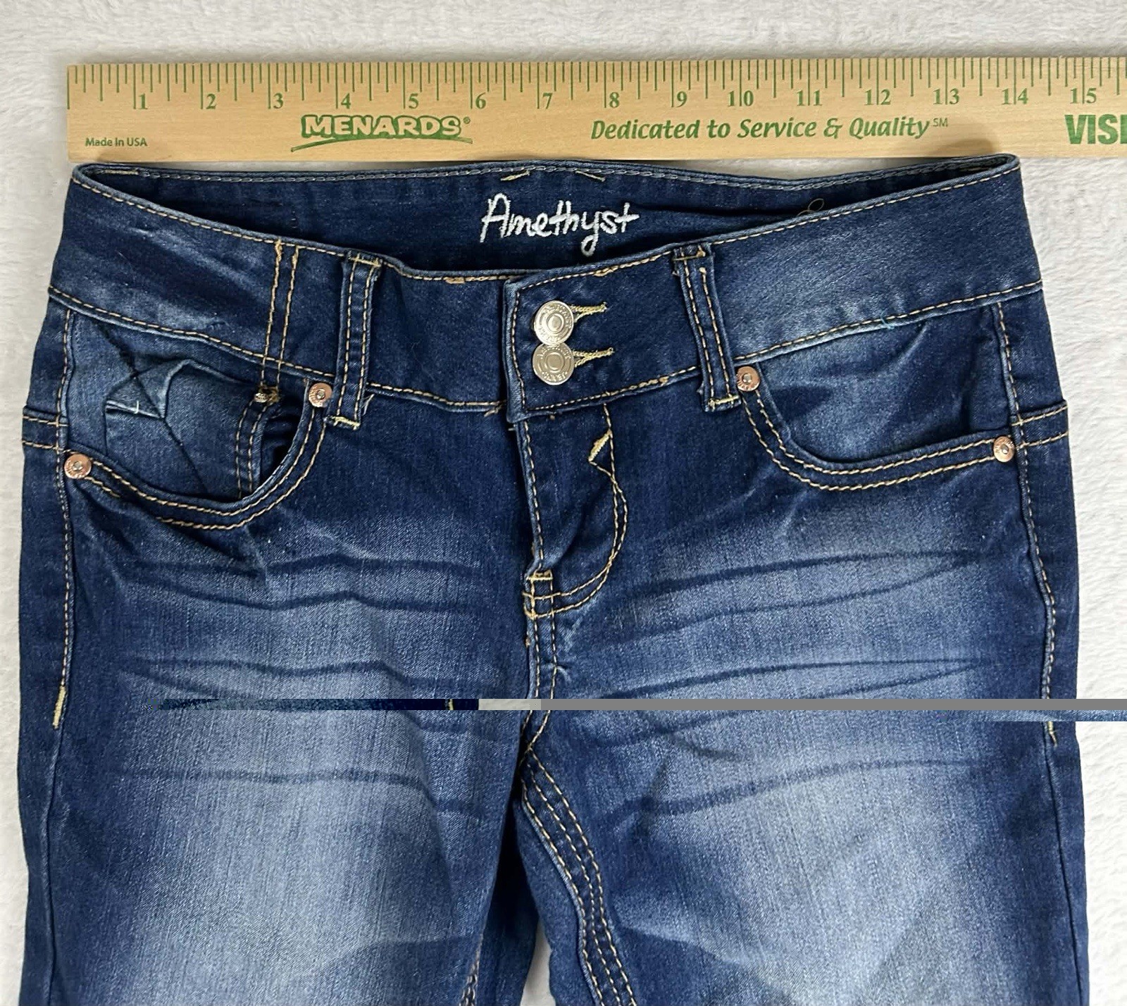 Amethyst Juniors Size 5 Dark Wash Bootcut Jeans Double Button Waist