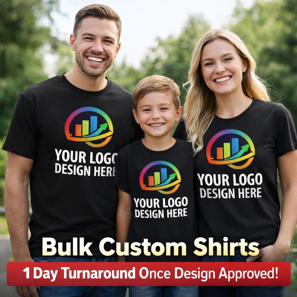 Custom Logo T-Shirts | Full Color Print | Bulk Custom Shirts | Business Event T