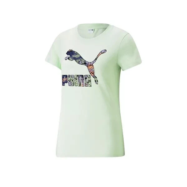 Authentic PUMA Women’s Classics Logo Infill Tee | Light Mint |