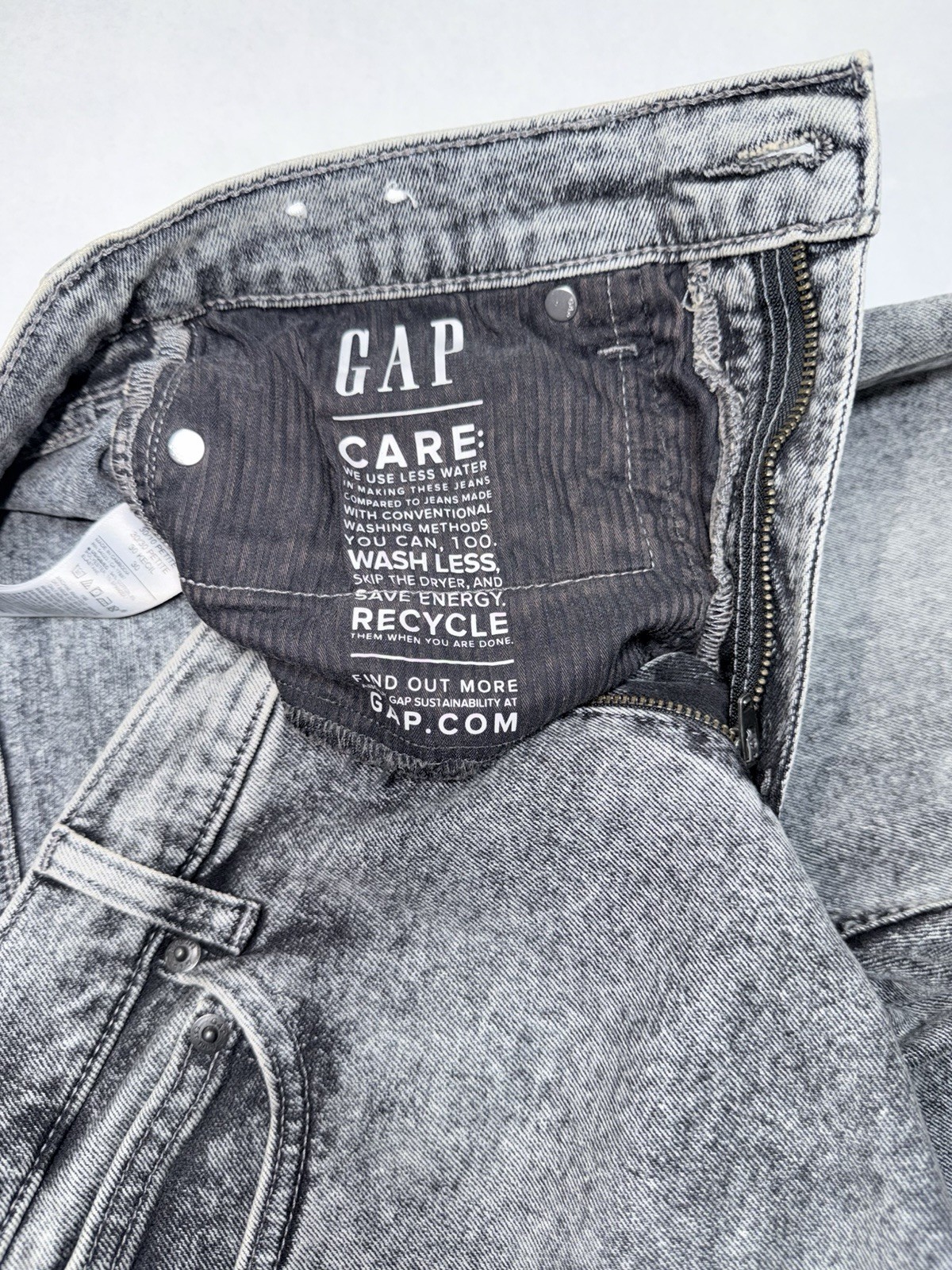 GAP Vintage Slim High Rise Jeans Womens 30 10P Gray Acid Wash 15″x25″
