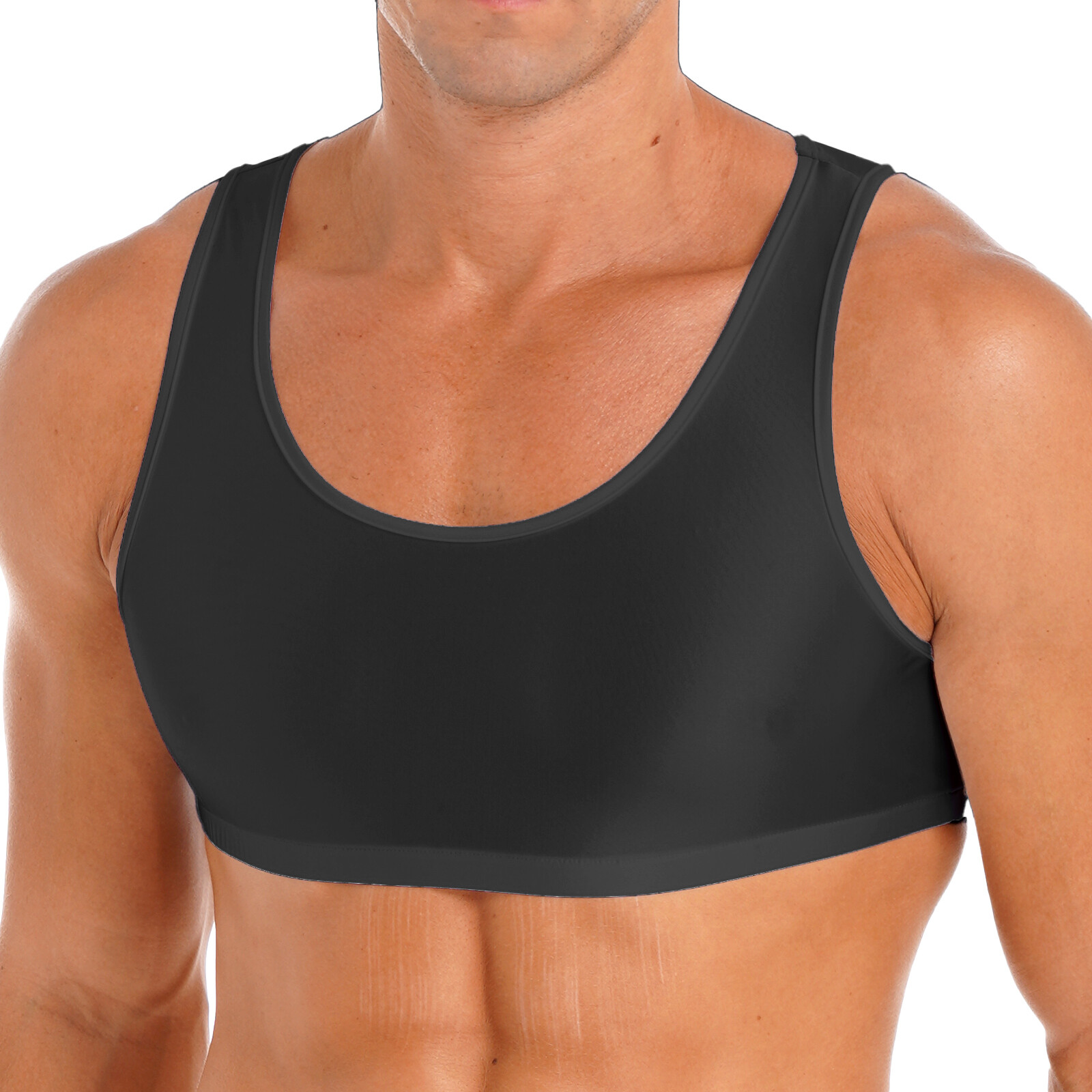 Men Sleeveless Muscle Half T-Shirts Basic Tank Crop Tops Fitness Gym Sports Vest
