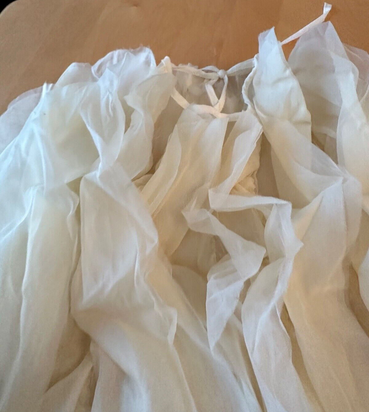 NWT SOUK & SEPIA BLOUSE WOMENS SZ S SHEER ACCORDIAN RUFFLE DRESSY ROMANTIC
