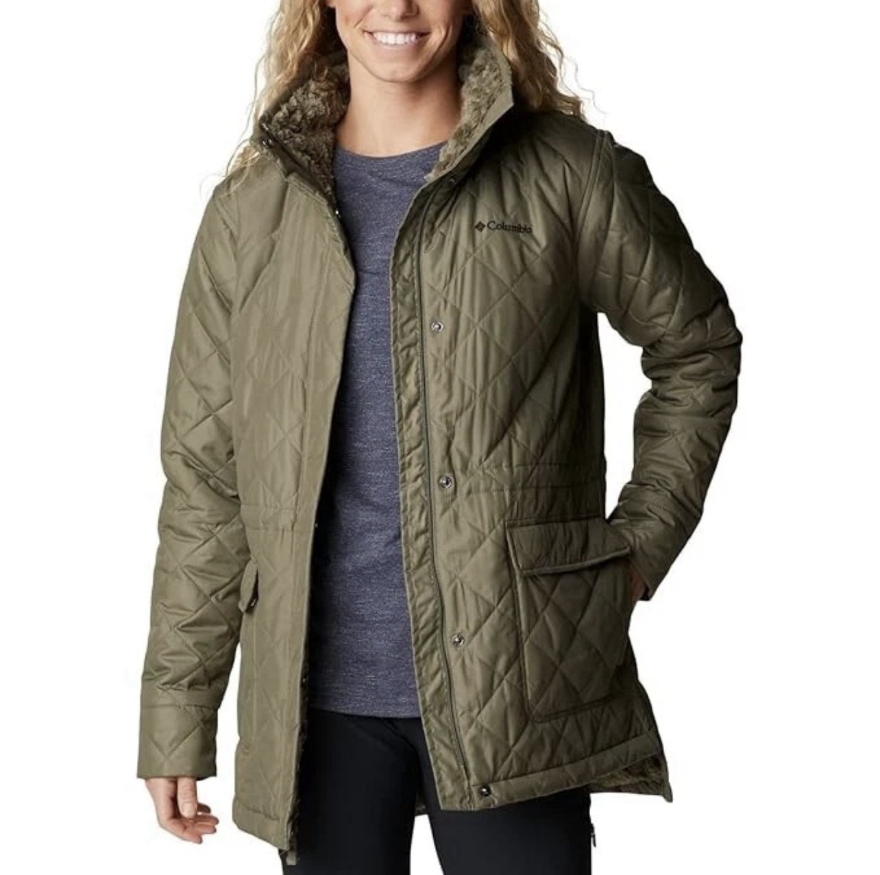 Columbia Women’s Copper Crest Novelty Quilted Puffer Coat – Stone Green XXL