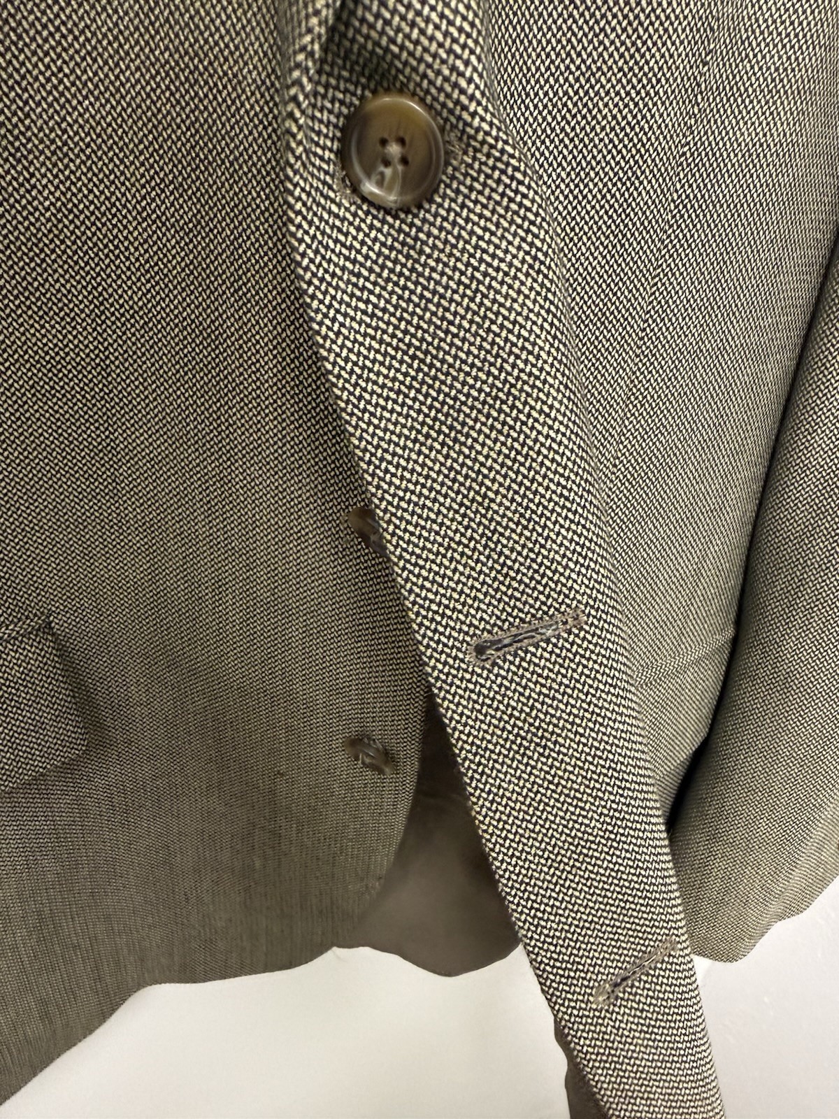 Ralph Lauren Beige/Black Herringbone Tweed Wool 2-Piece Suit 44R Classic