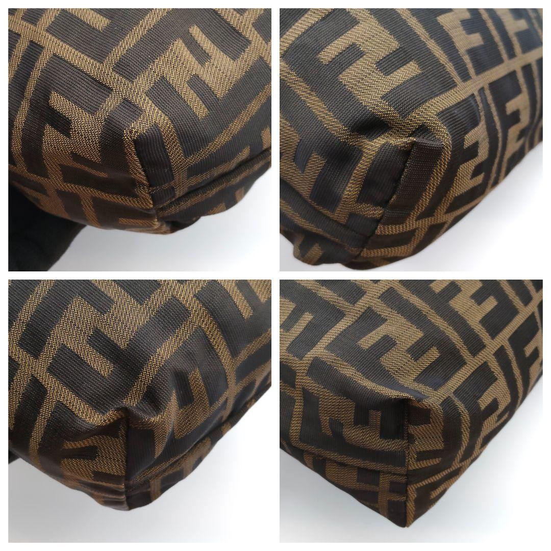 Fendi Zucca Canvas Cosmetic Pouch Brown FF Logo Authentic 25cm Bag
