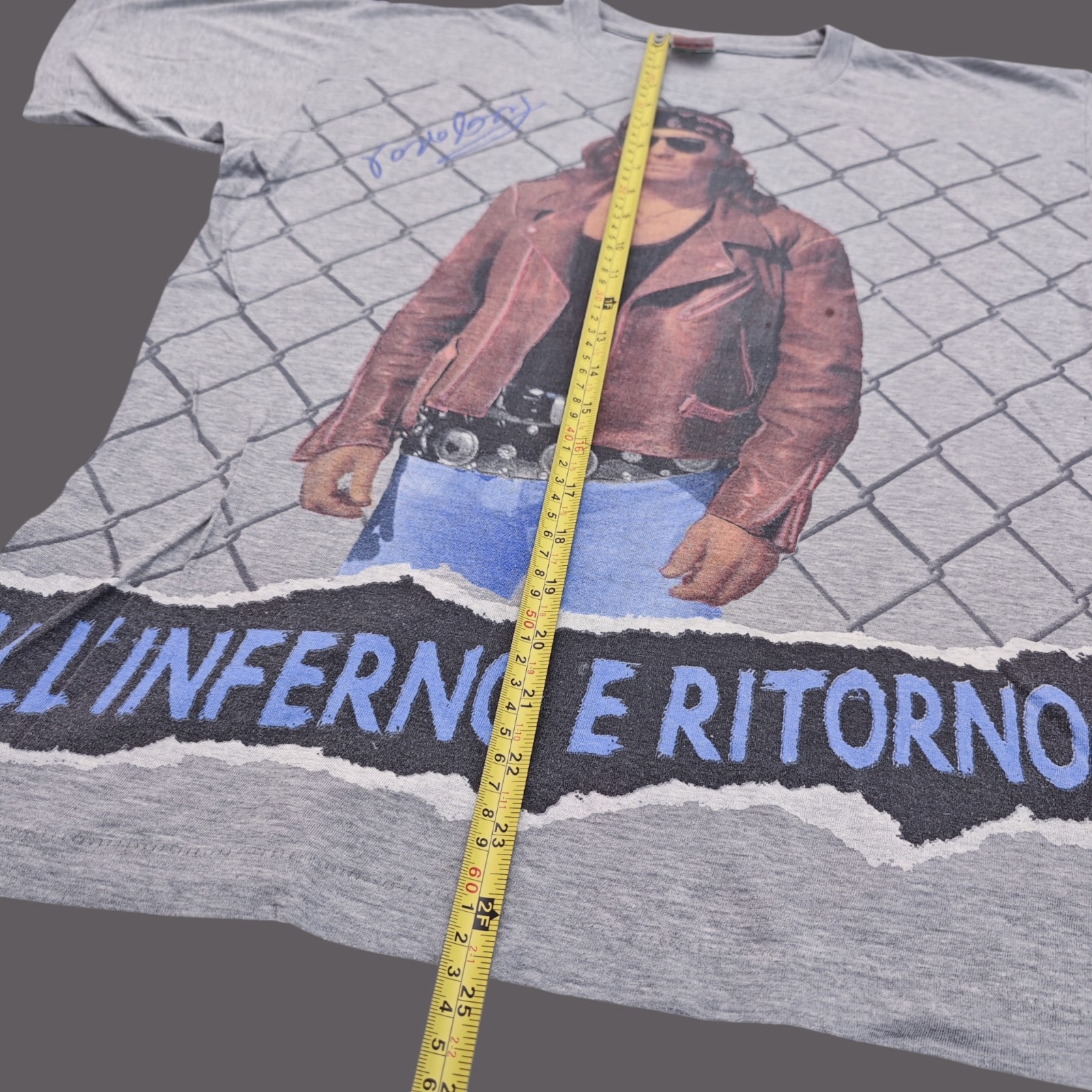 Vasco Rossi Inferno E Rittorno All Over Graphic 80s 90s Vintage T Shirt Size XL