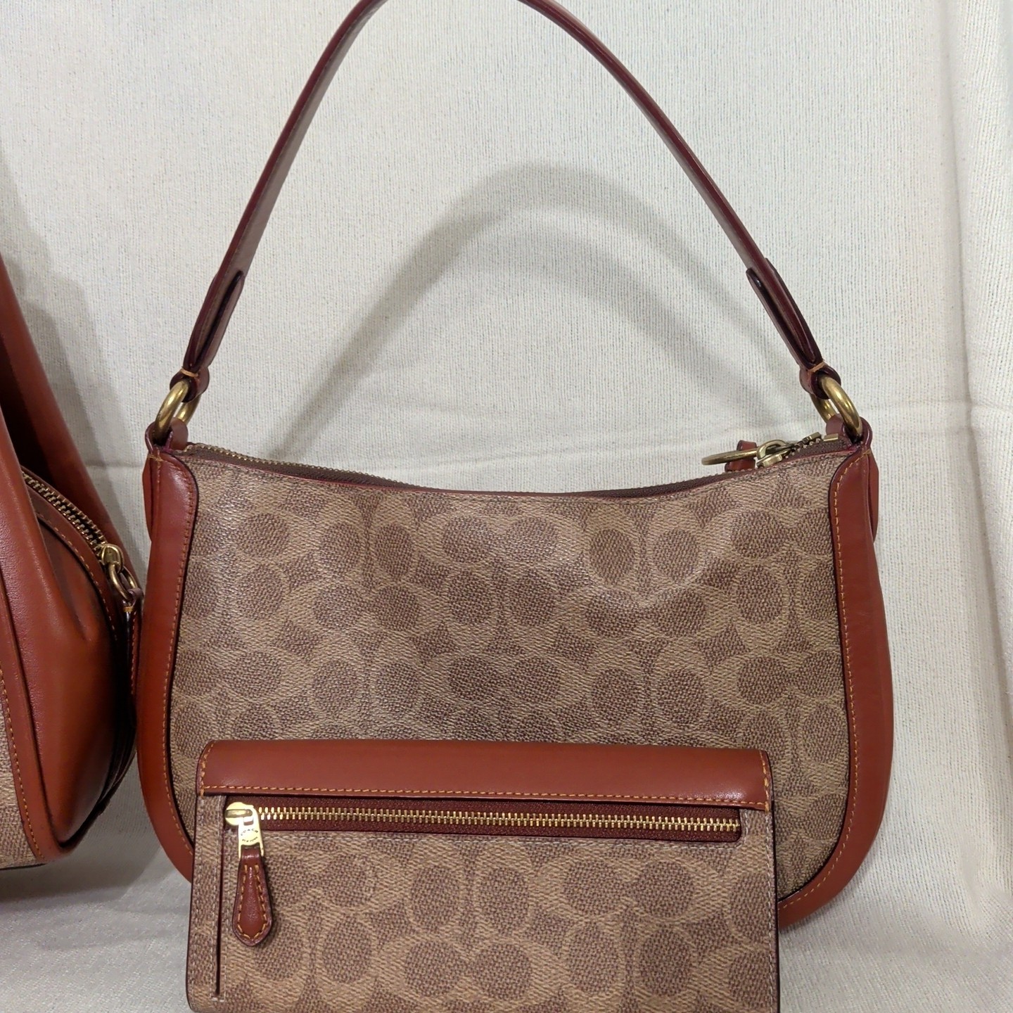 Coach 3-Piece Set: C4825 Lori & Sutton & Wallet in Leather-Tan Rust Collection