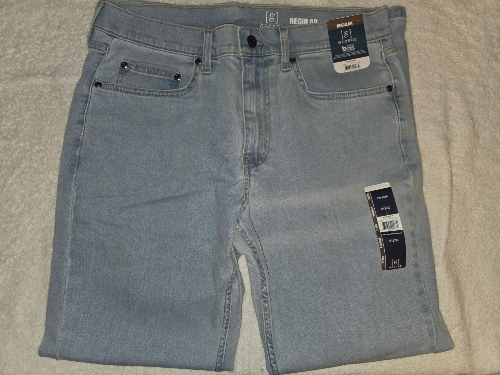 NWT George Men’s Regular Fit 31 x 30 Light Wash Stretch Cotton Jeans