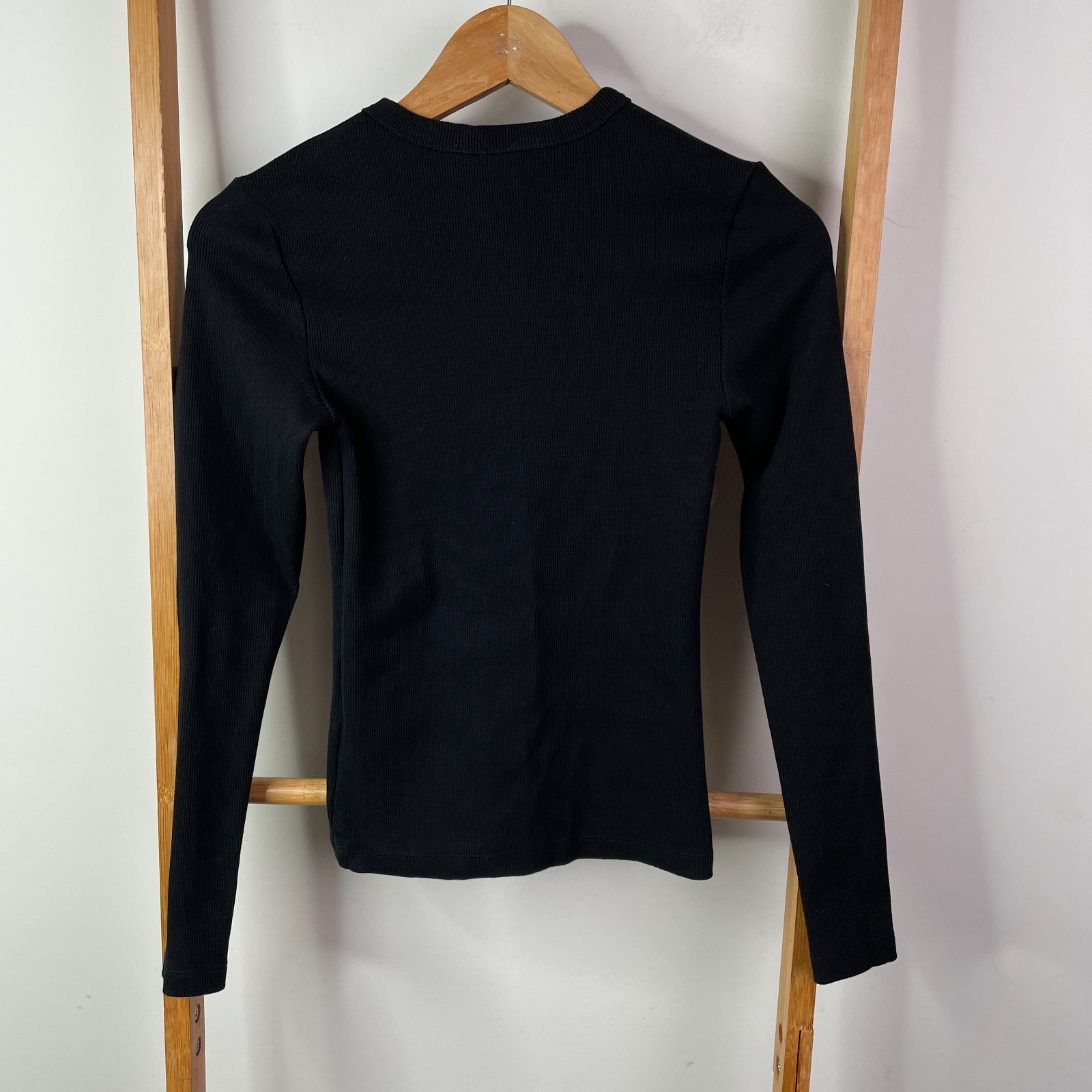Assembly Label Jumper Womens 6 Black Rib Knit Organic Cotton Crew Neck Pullover