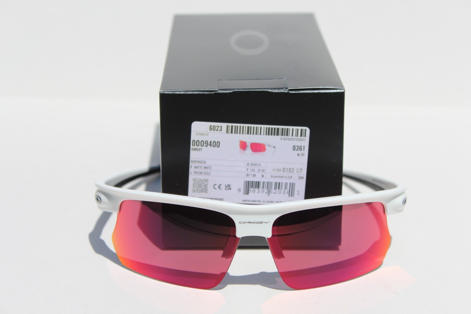 OAKLEY Bisphaera Sunglasses Matte White/Prizm Field OO9400-10 NEW Sport