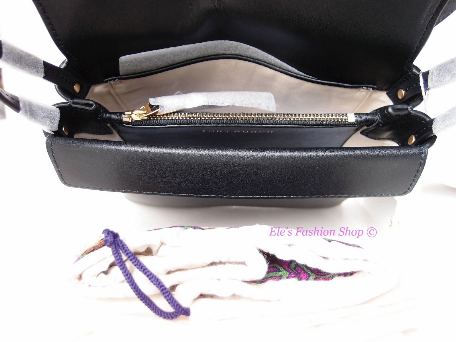 NWT Tory Burch Miller Logo Leather Flap Crossbody Bag 50769 BLACK AUTHENTIC