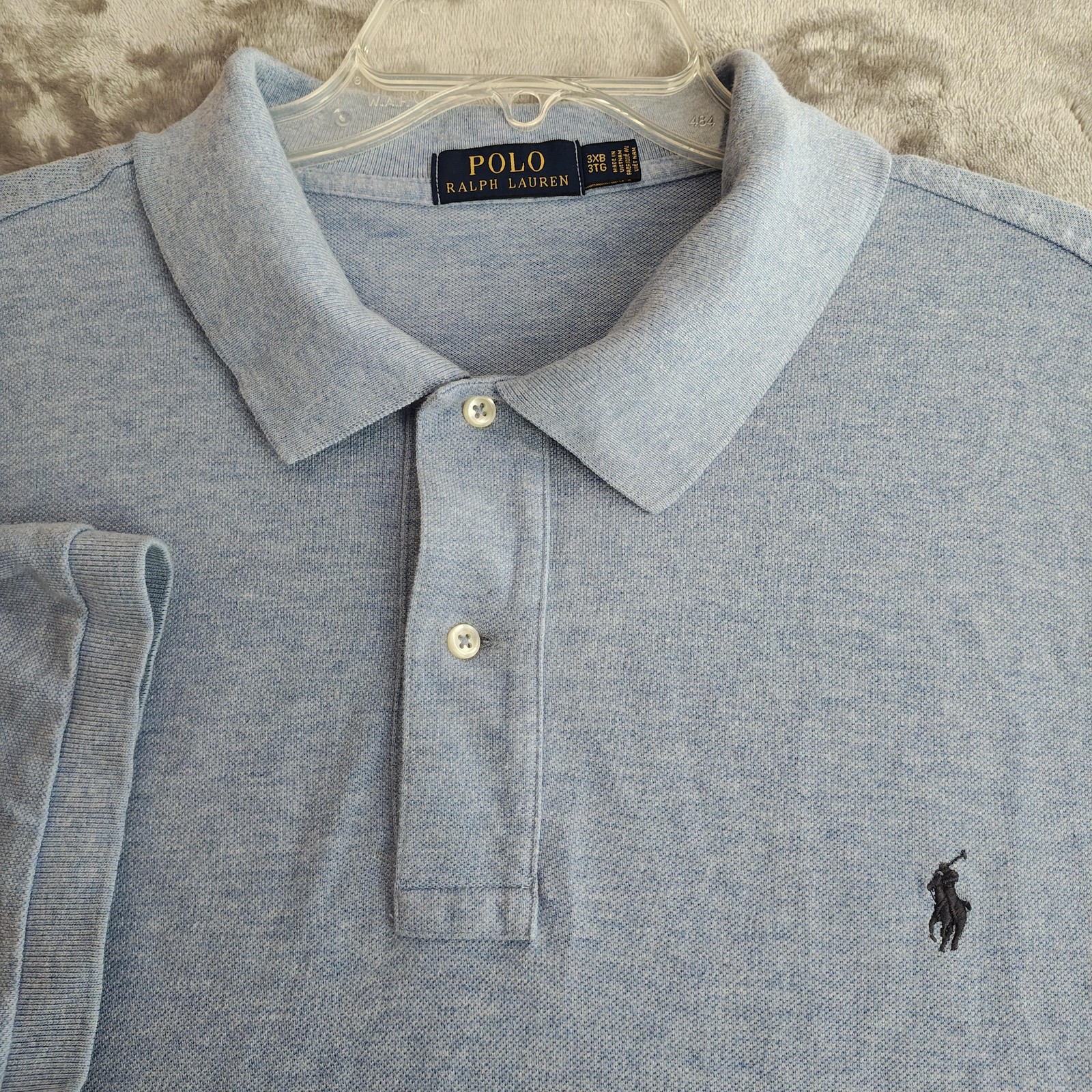 Polo Ralph Lauren Polo Shirt Mens 3XB Blue Heather Jersey Short Sleeve Pony Logo