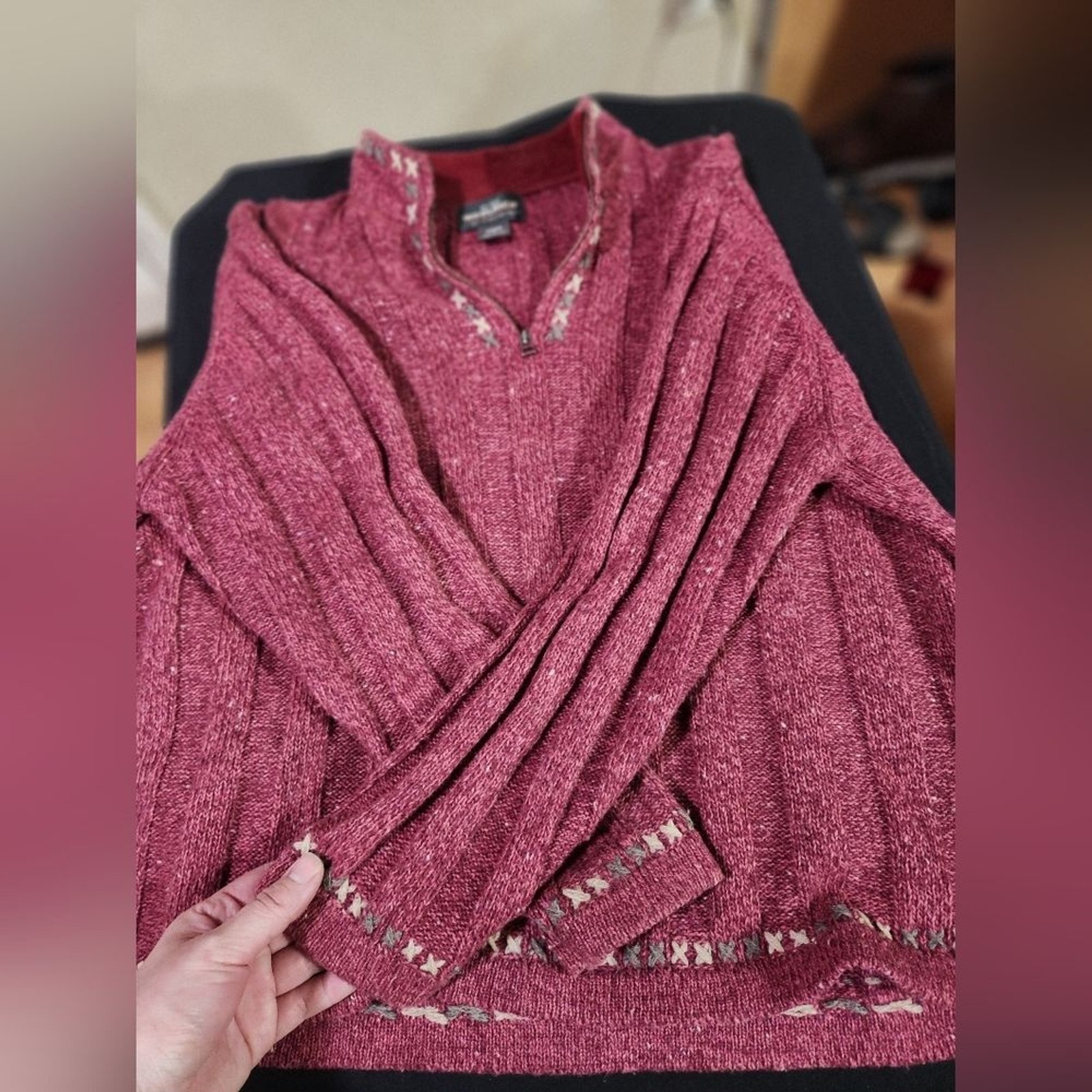Woolrich Burgandy Knit Sweater with Star Accents