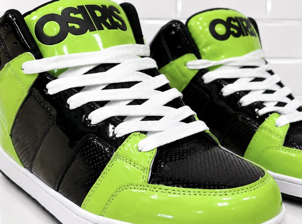 Osiris High Top Skate Shoes Mens Size 13 Black Neon Green White Sneakers