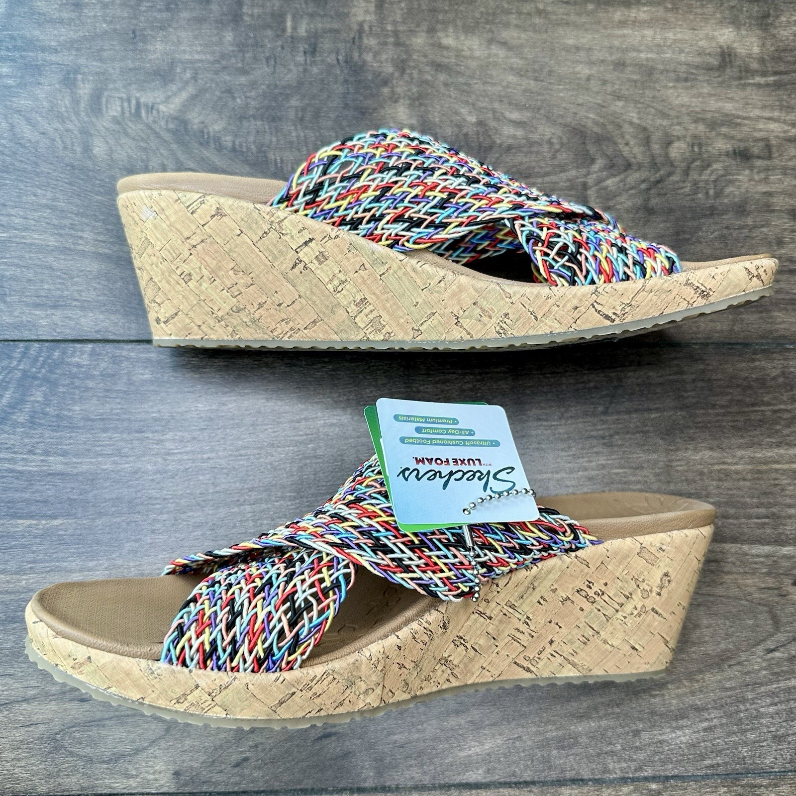 Skechers Beverlee Vacation Mode Wedge Slide Sandals – Women’s Size 10 – Rainbow