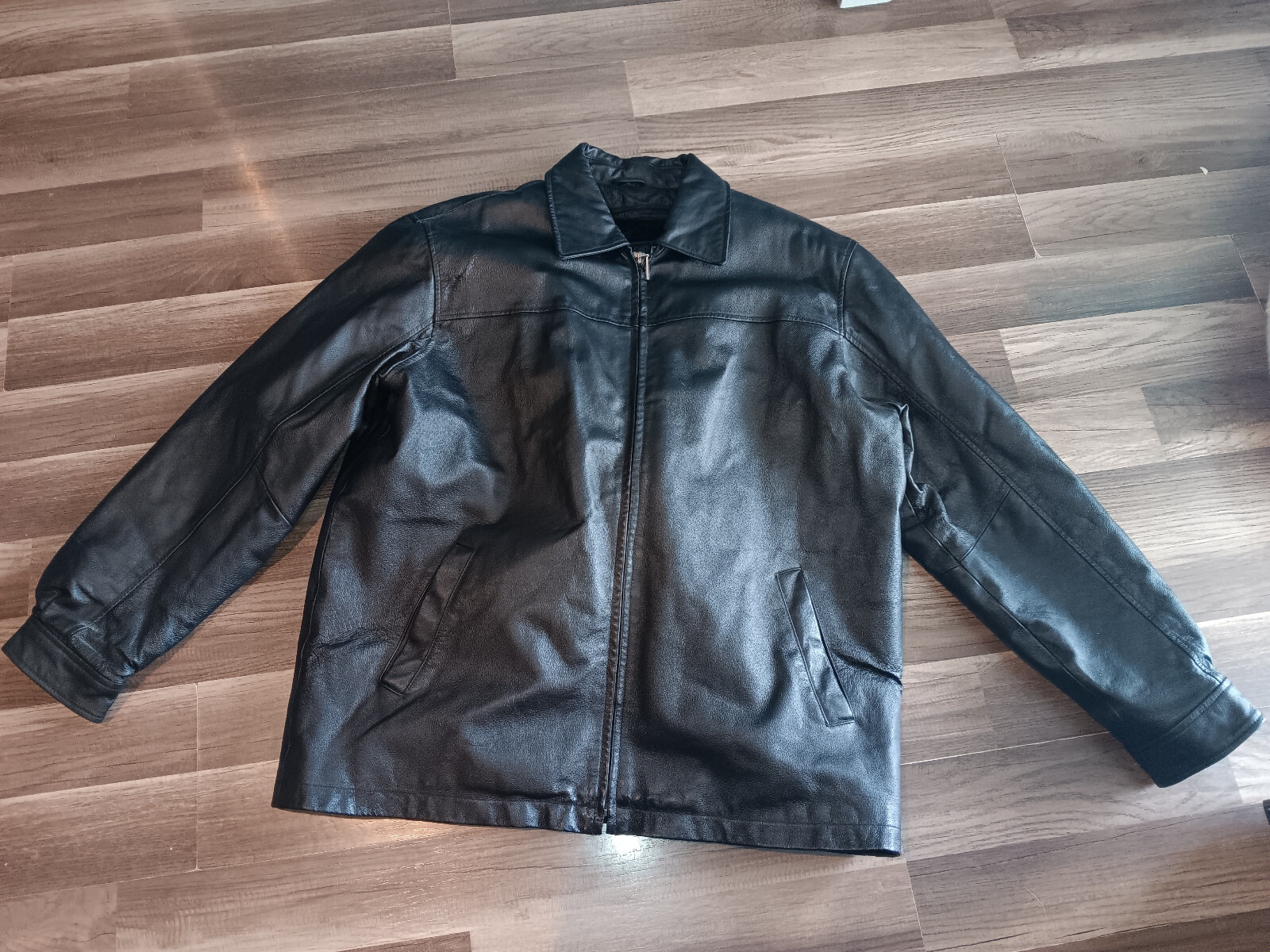 VTG Premier Moda Italian mode Mens Black Leather removable lining Jacket SZ XL.