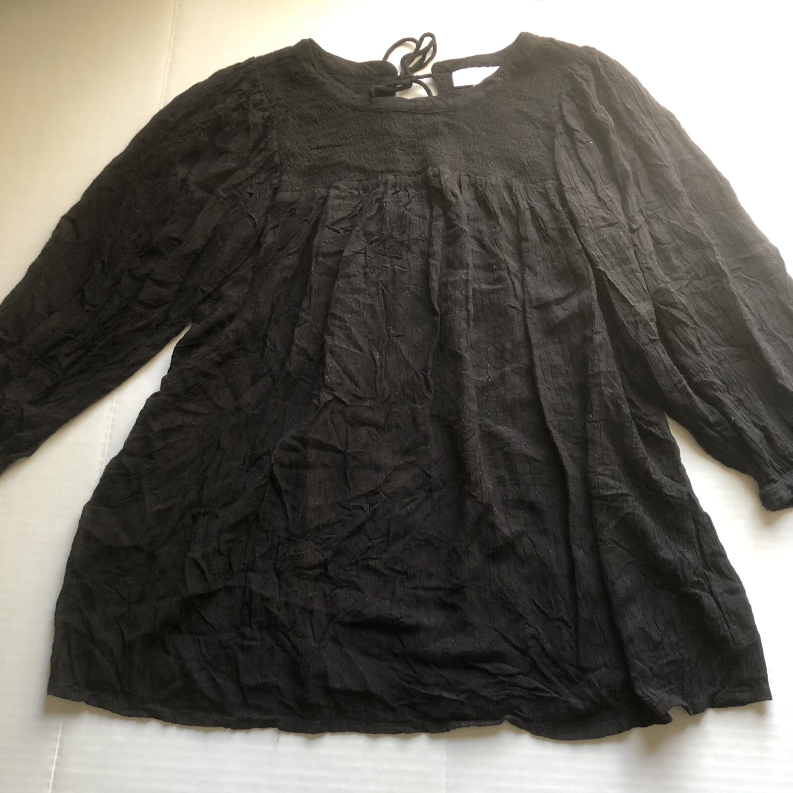 Motherhood Maternity Black 3/4 Sleeve Crinkle Top Women’s Sz S a3066
