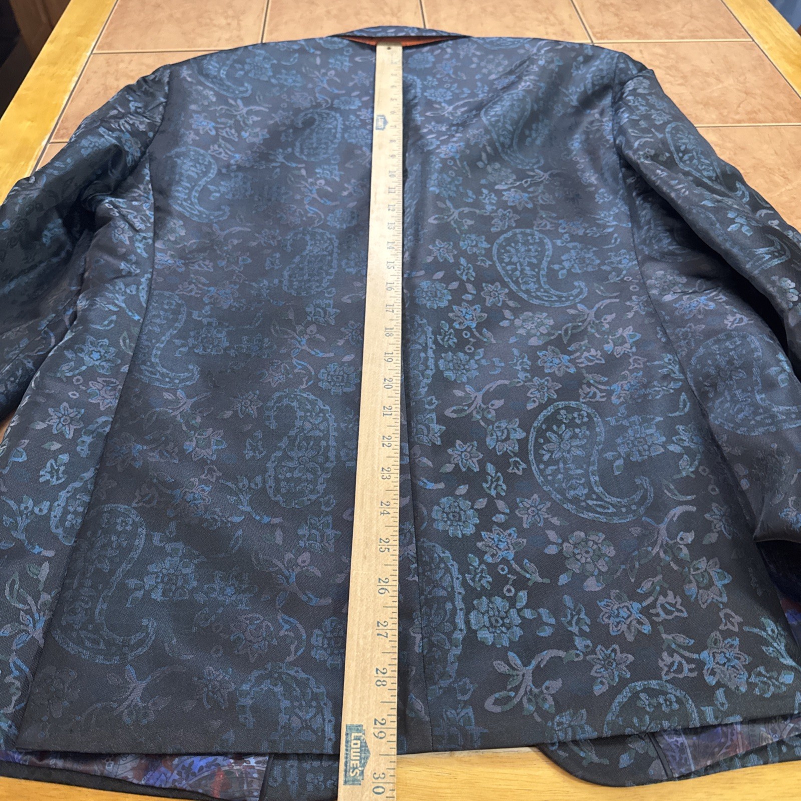 Tallia Blazer Mens Sz 42R Slim Fit Blue Paisley Formal Sport Coat Evening Jacket