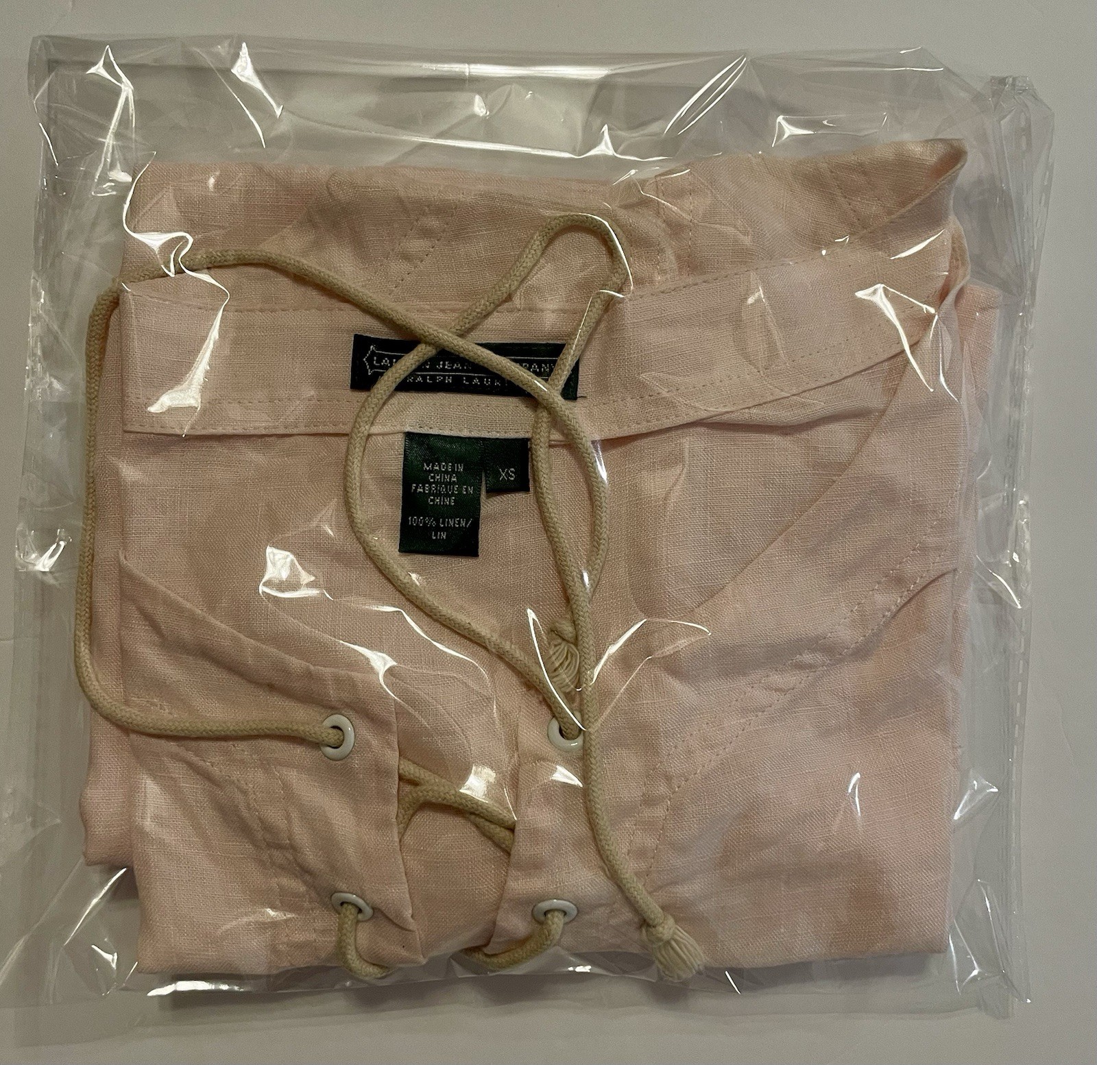 Ralph Lauren Jeans Co. Pink S/Sleeve All Linen Lace Up Tunic Shirt Top Womens•XS