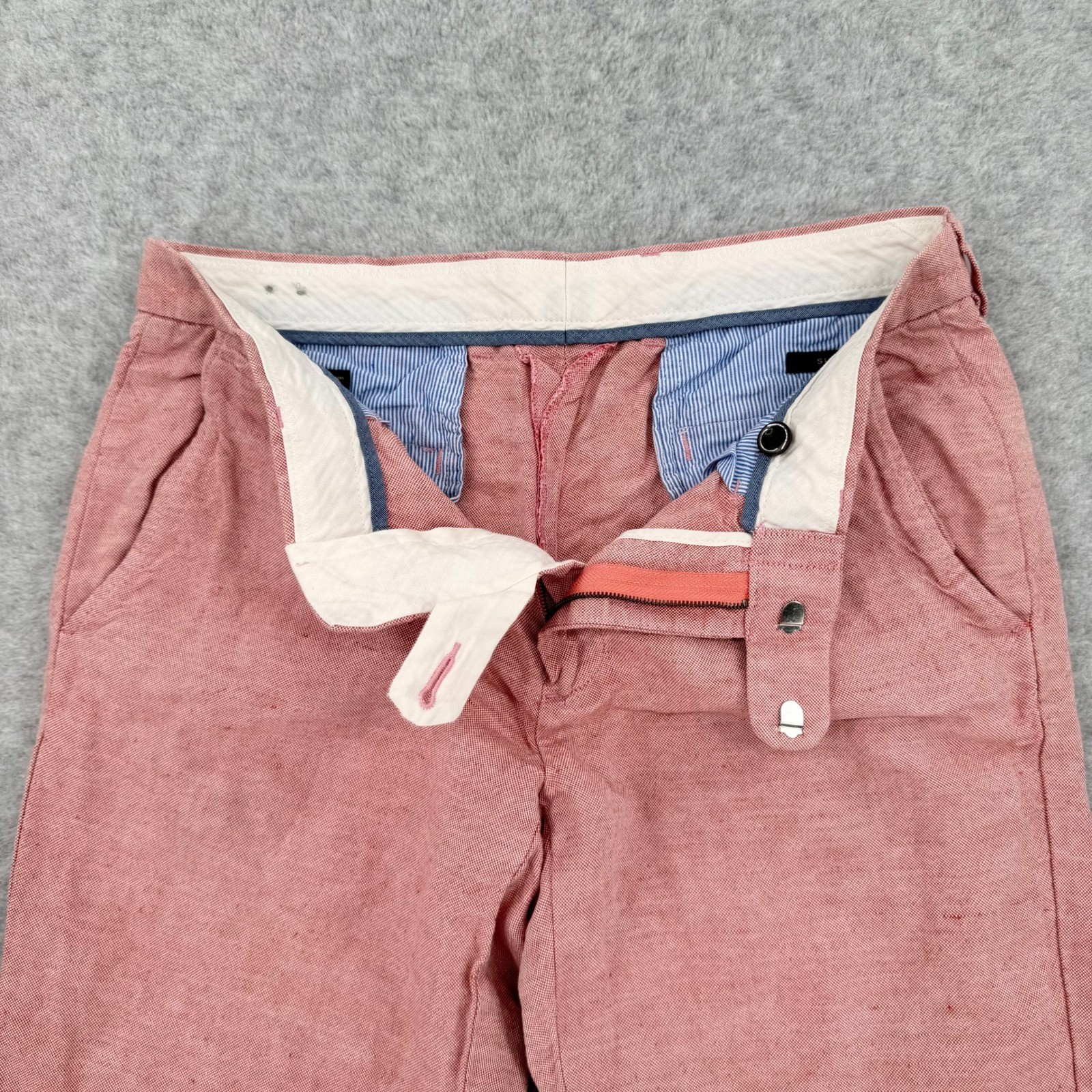 J Crew Bowery Slim Pants Mens 29×30 Pink Baird McNutt Irish Linen Blend G1780