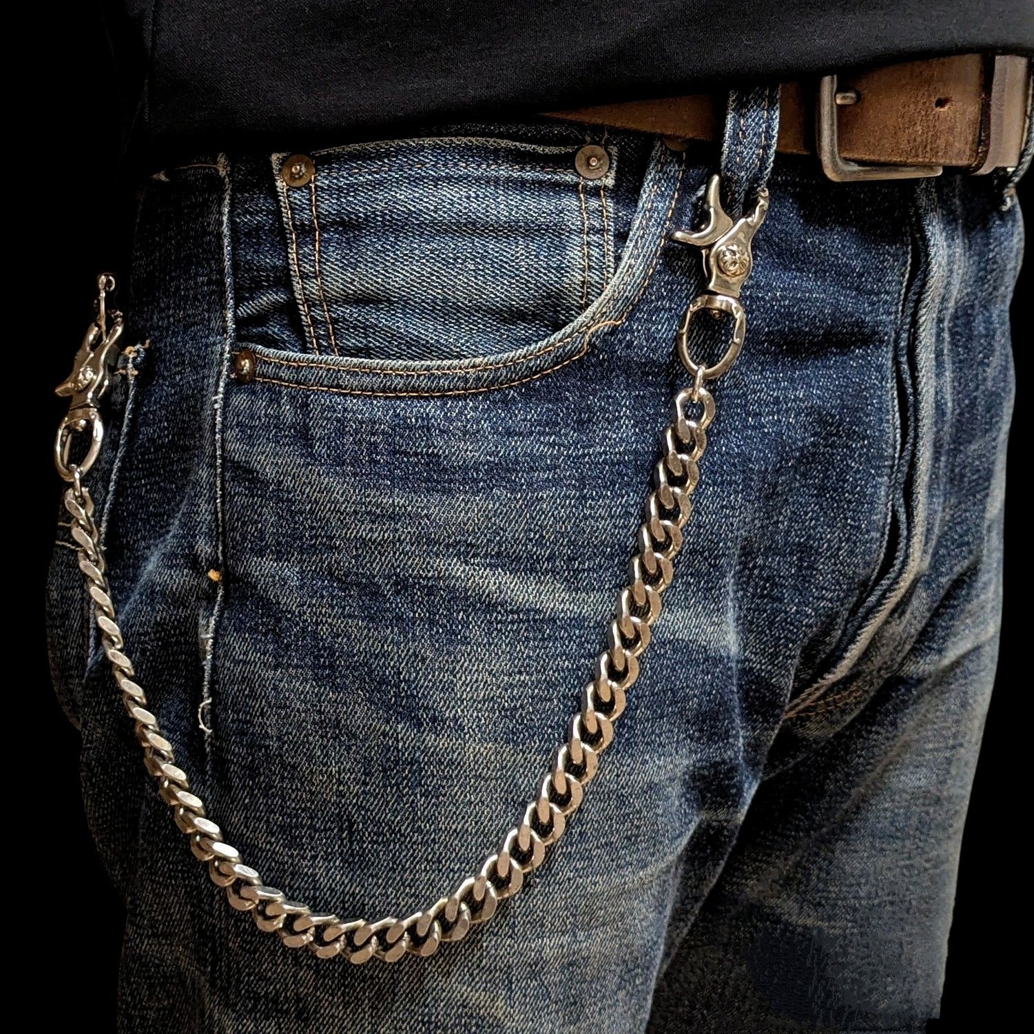 Solid brass Stainless steel Wallet chain Vintage finish Handmade in Japan GLSK