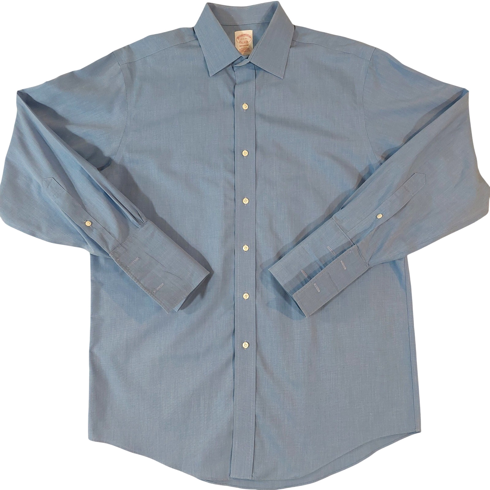 Brooks Brothers Dress Shirt Mens 15.5 33 Blue Madison Non-Iron French Cuff