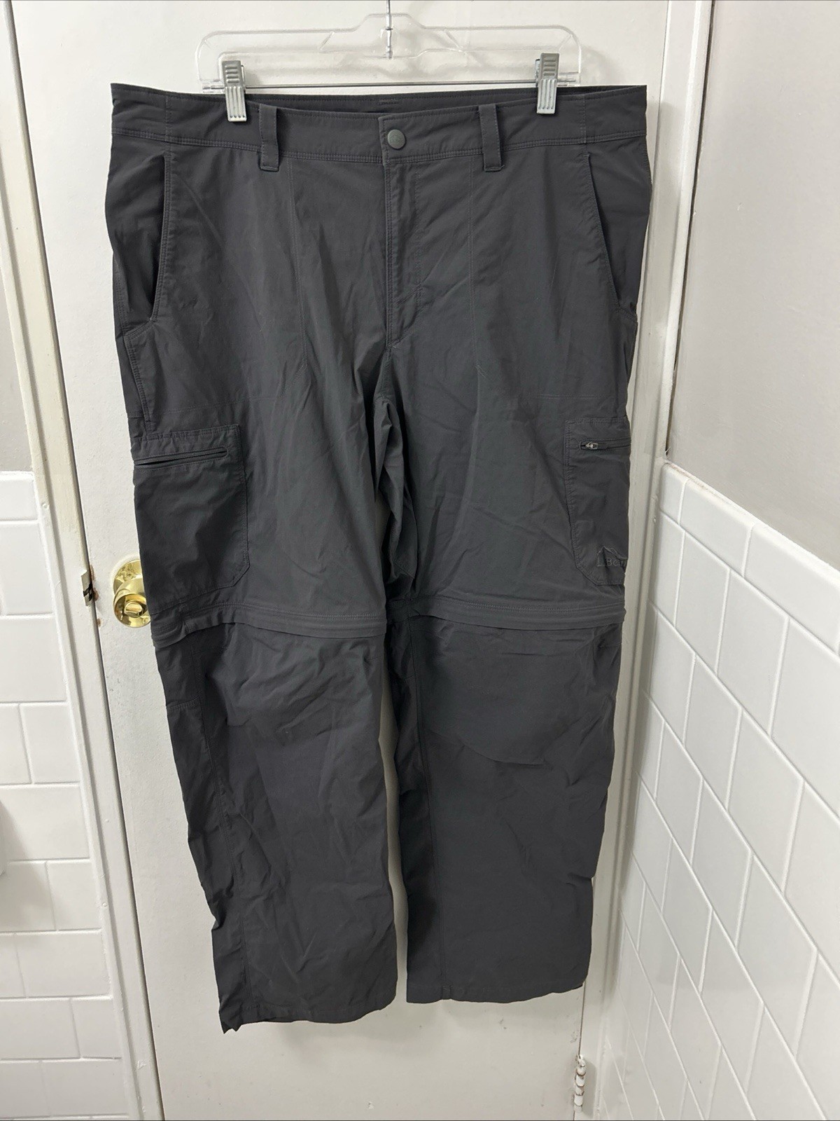 LL Bean Cresta Zip Off Pants Mens 38×32 Gray YKK Water Resistant Hiking 506423