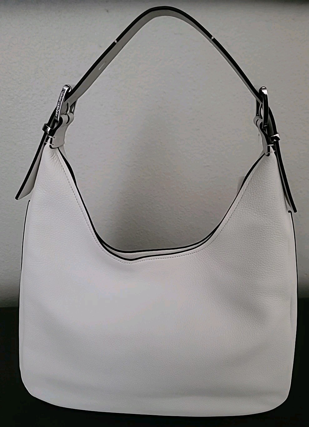Michael Kors Nolita Pebbled Leather Hobo Shoulder Bag Large In Optic White