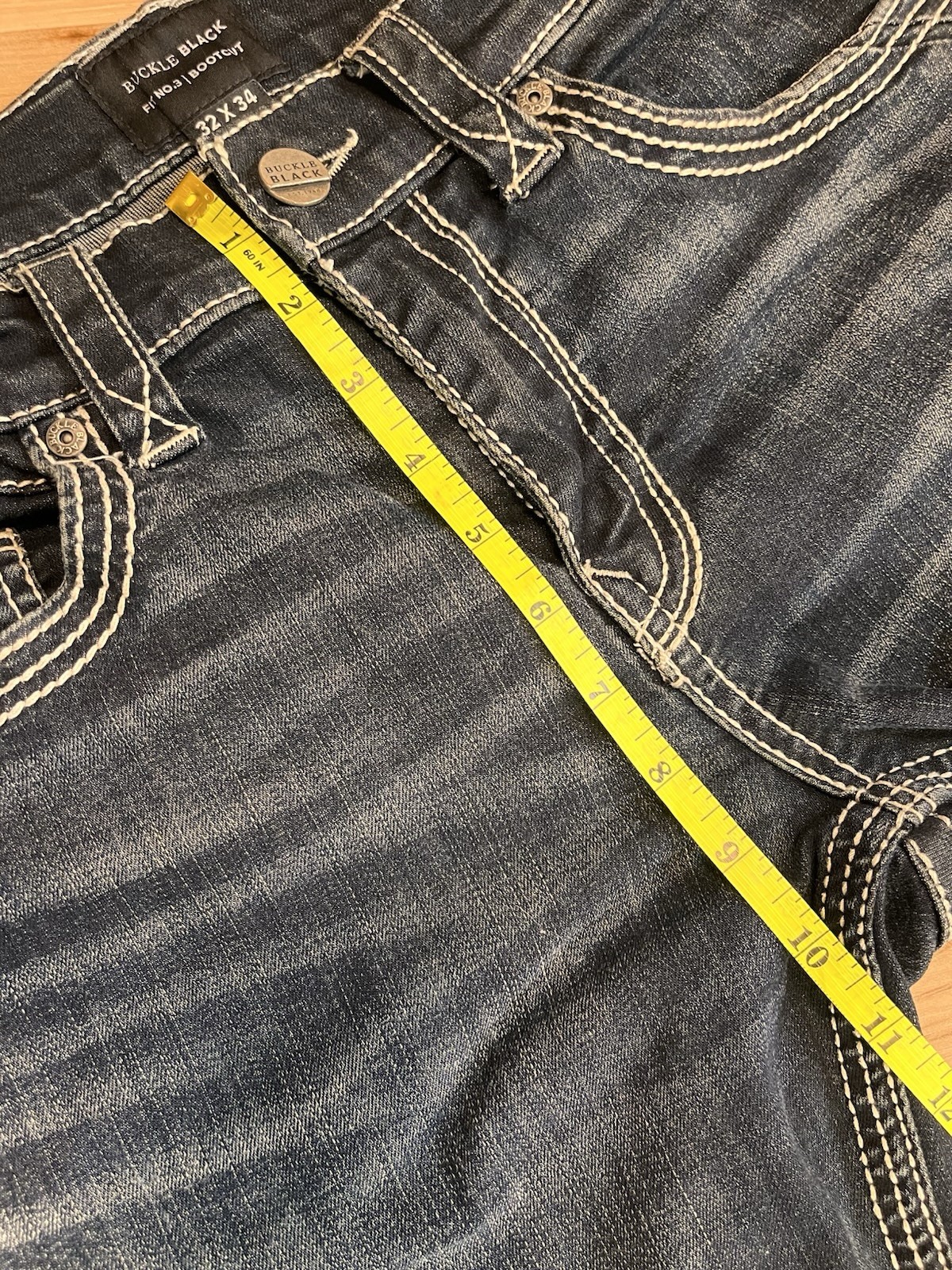 Buckle Black Fit No 3 Bootcut Men’s 32×34 Low Rise Slim Fit Jeans Embroidered