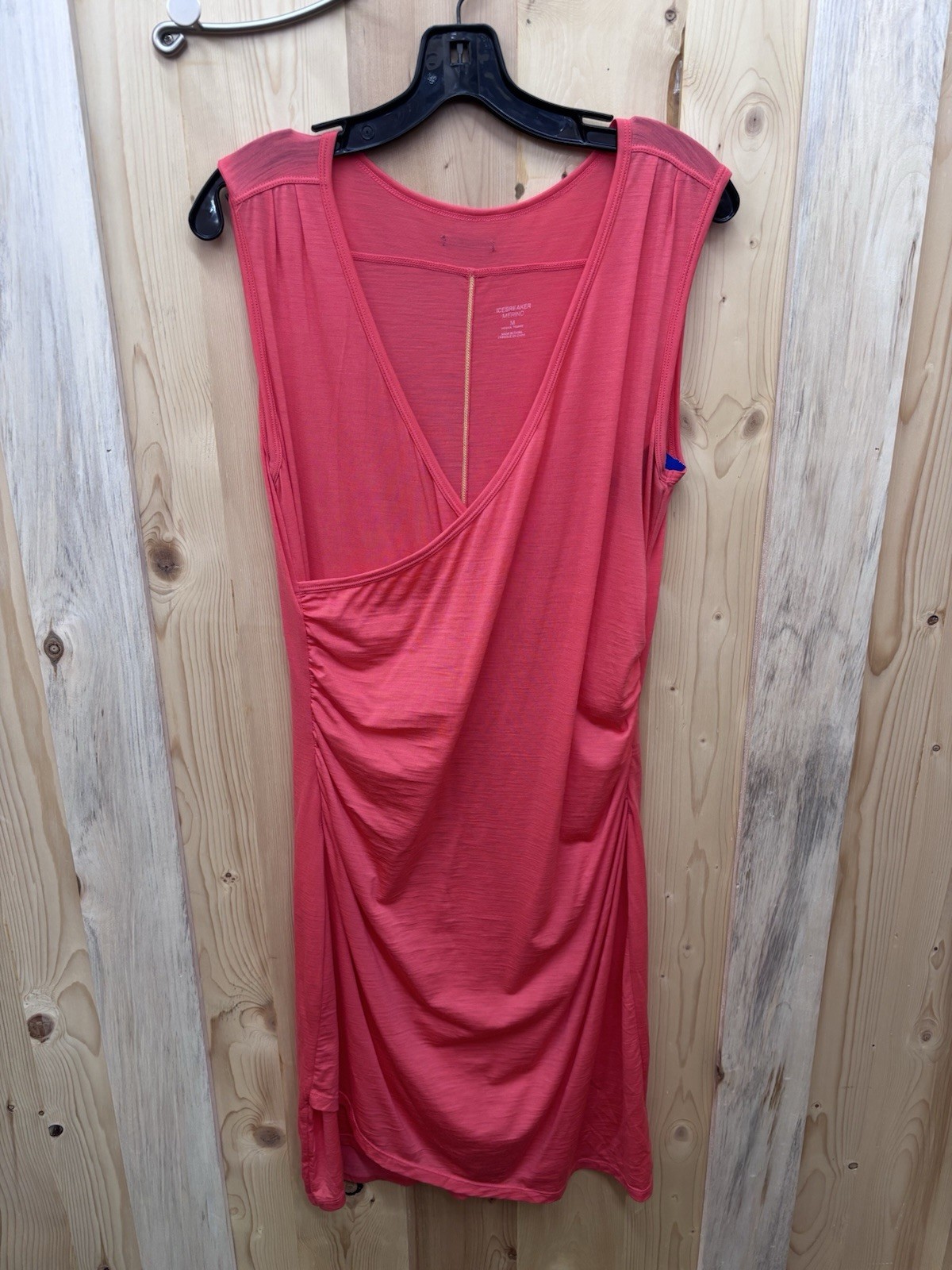 ICEBREAKER Aria Merino wool Orange ruched Faux Wrap dress Women’s Size M