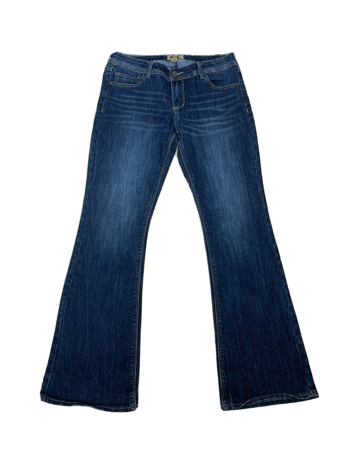 h & g Jeans Women’s Size 11 Approx 30×31 Boot Cut Pockets Stretch Blue Denim.
