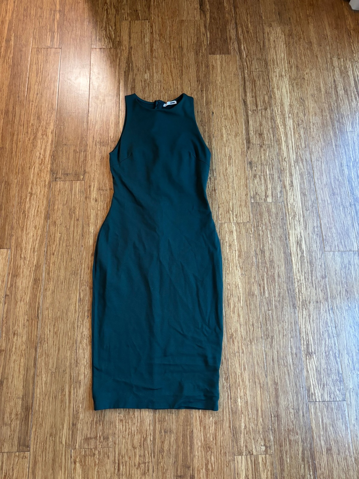 Fashion Nova Sleeveless Midi Dress Teal Bodycon Size S