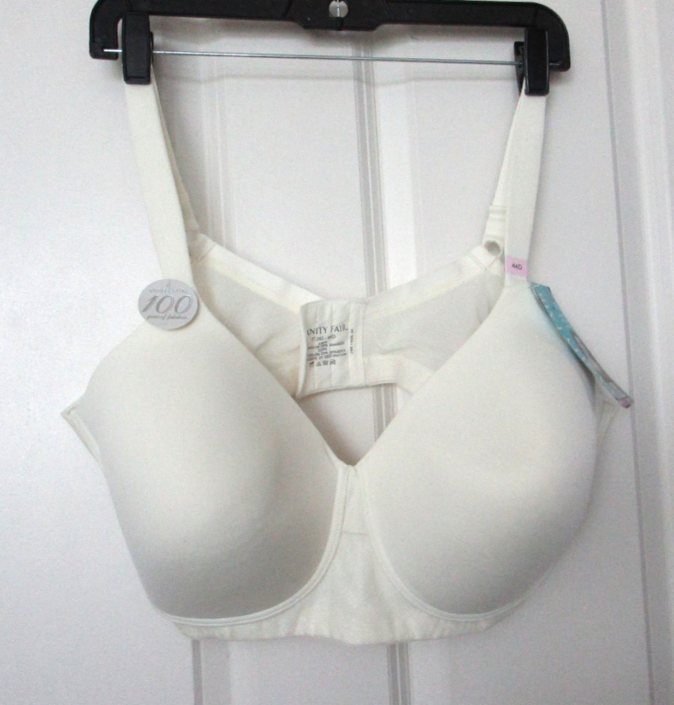 Vanity Fair 71265 Breathable Luxe Full Figure Wirefree Bra White 44D NEW
