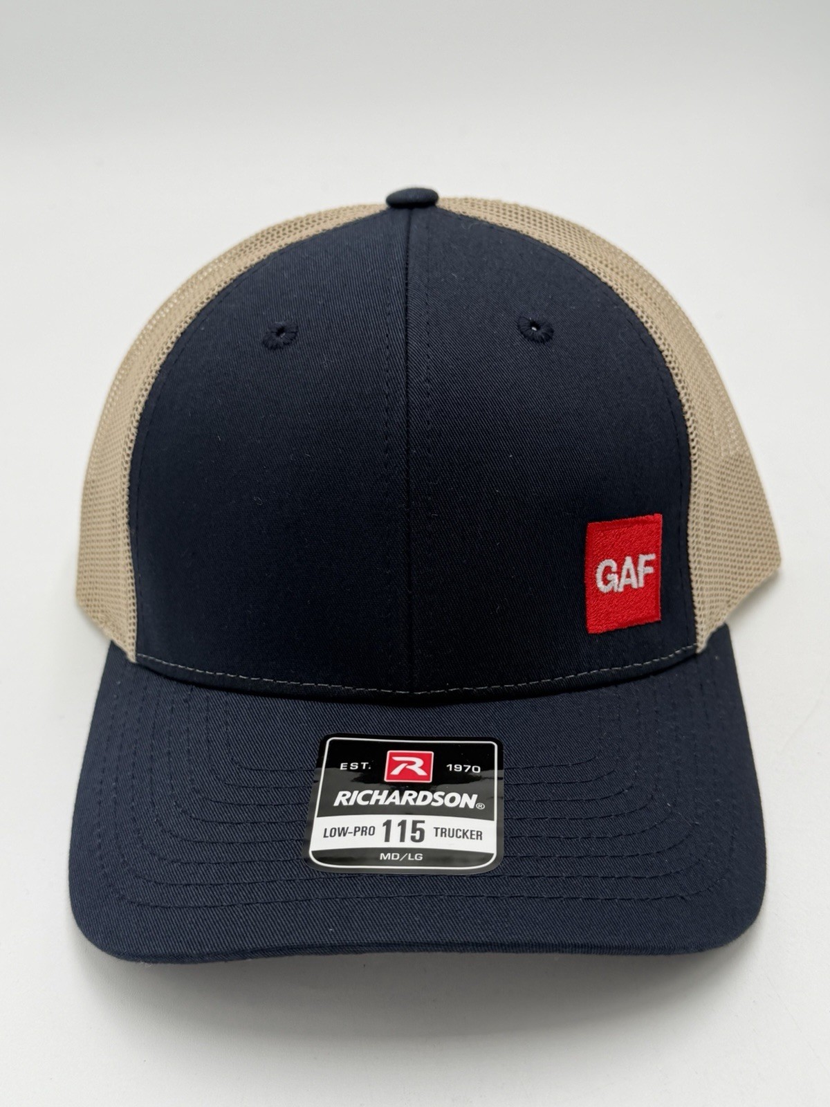 GAF Snapback Trucker Hat Blue One Size Adjustable Mesh Back 6 Panel Richardson