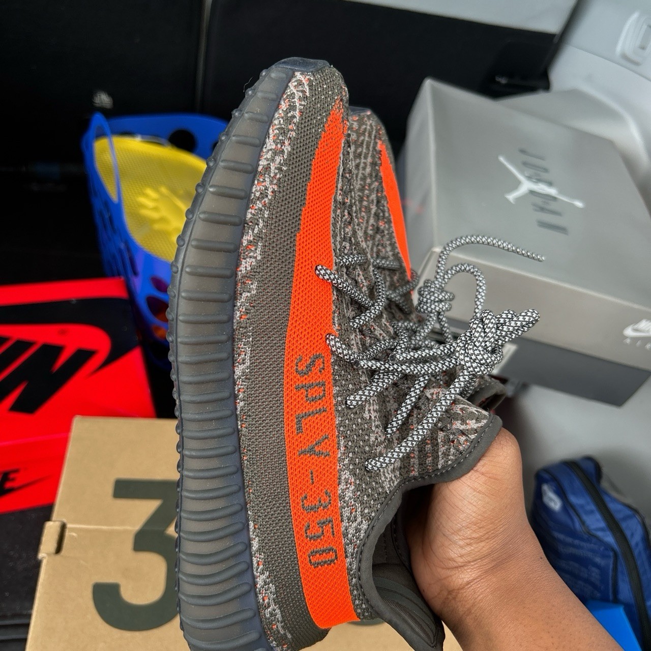 adidas Yeezy Boost 350 V2 Carbon Beluga HQ7045 Gray/Orange Low Top Lace-Up