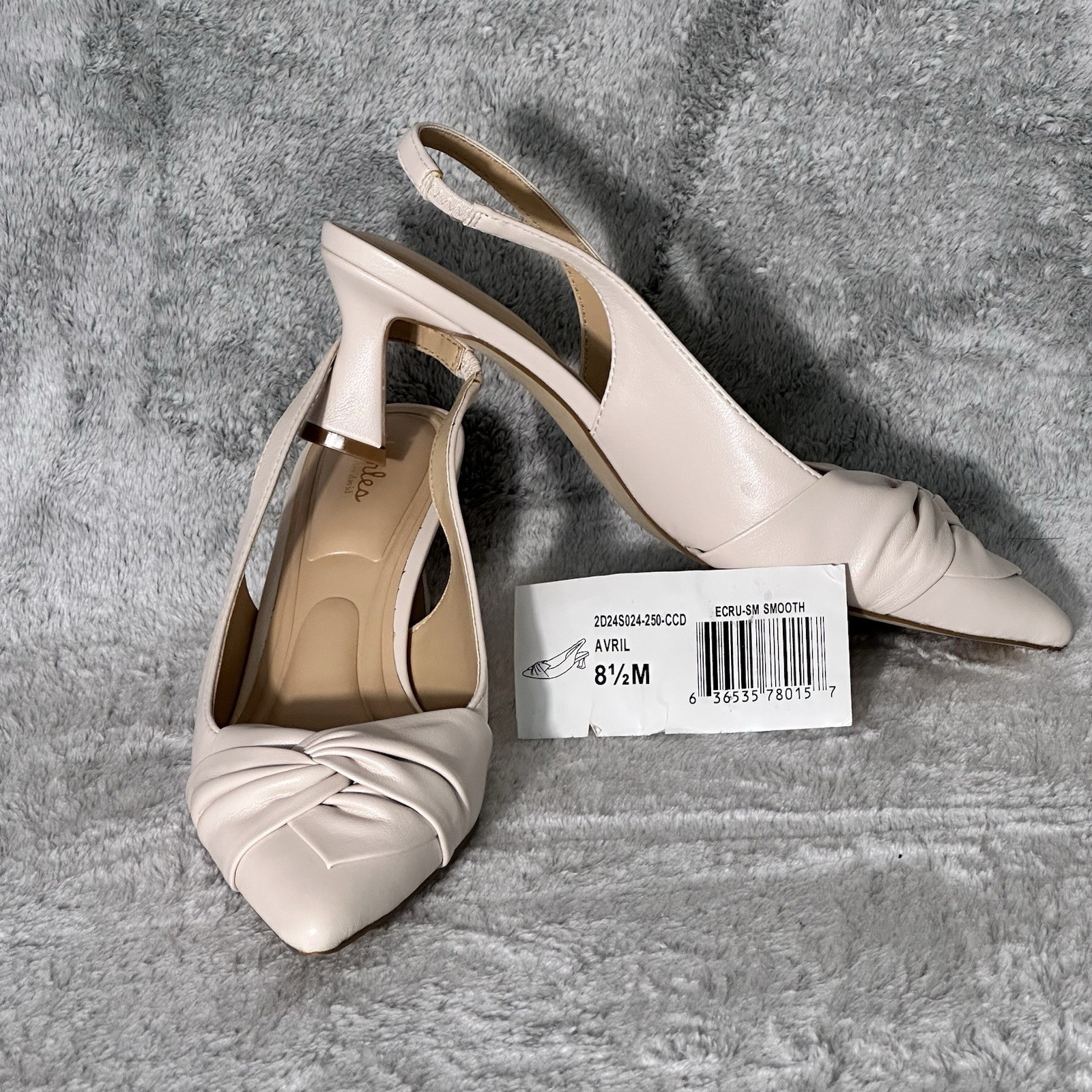 Charles by Charles David 8.5M Avril Twist Slingback Pumps Ecru Cream Pointed Toe