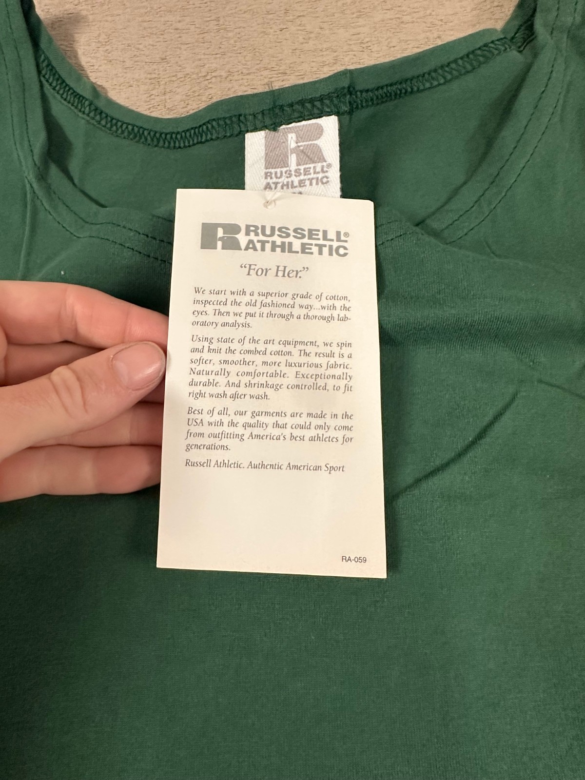Vtg Russell Athletic Blank Sleeveless Tank Top M/L/XL Forest Green NWT USA