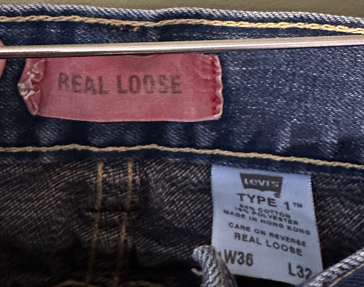 Levi’s Real Loose Type 1 Blue Jeans 38×31 (Tagged 36×32) Baggy Y2K