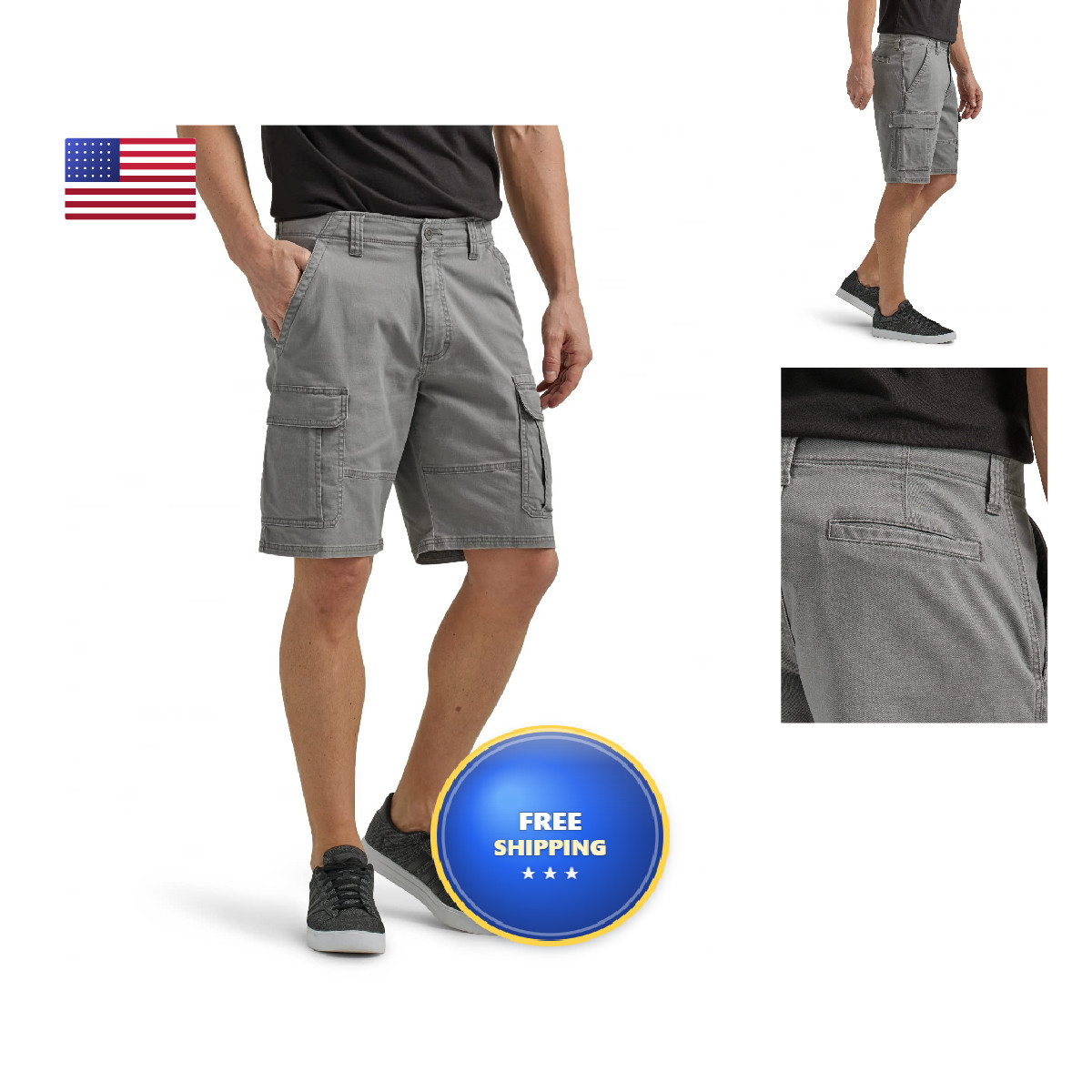 Wrangler Authentics Classic Cargo Stretch Short Gunmetal 36 112336291