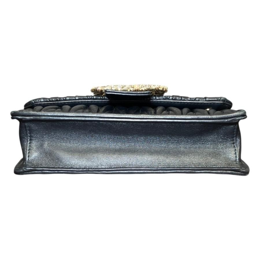 Miu Miu Matelasse Brown Leather Crystal Shoulder Bag 5BH095 Womens [0m