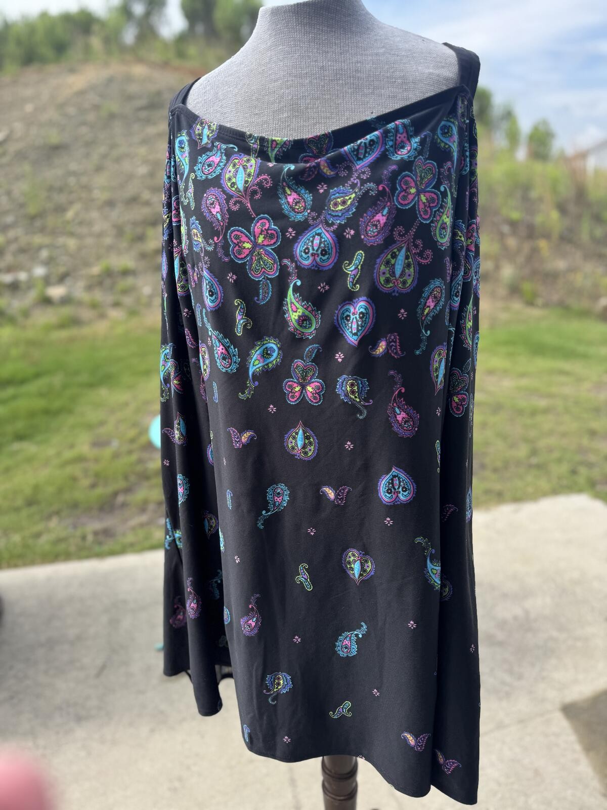 Swim 365 Women’s Swim Dress size 30 Black Paisley swim with Built-In Bra
