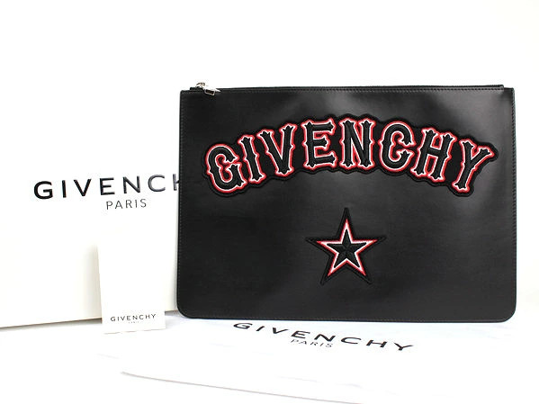 Givenchy Signature Star BC06346544 Pouch Clutch Bag Calf Leather Black