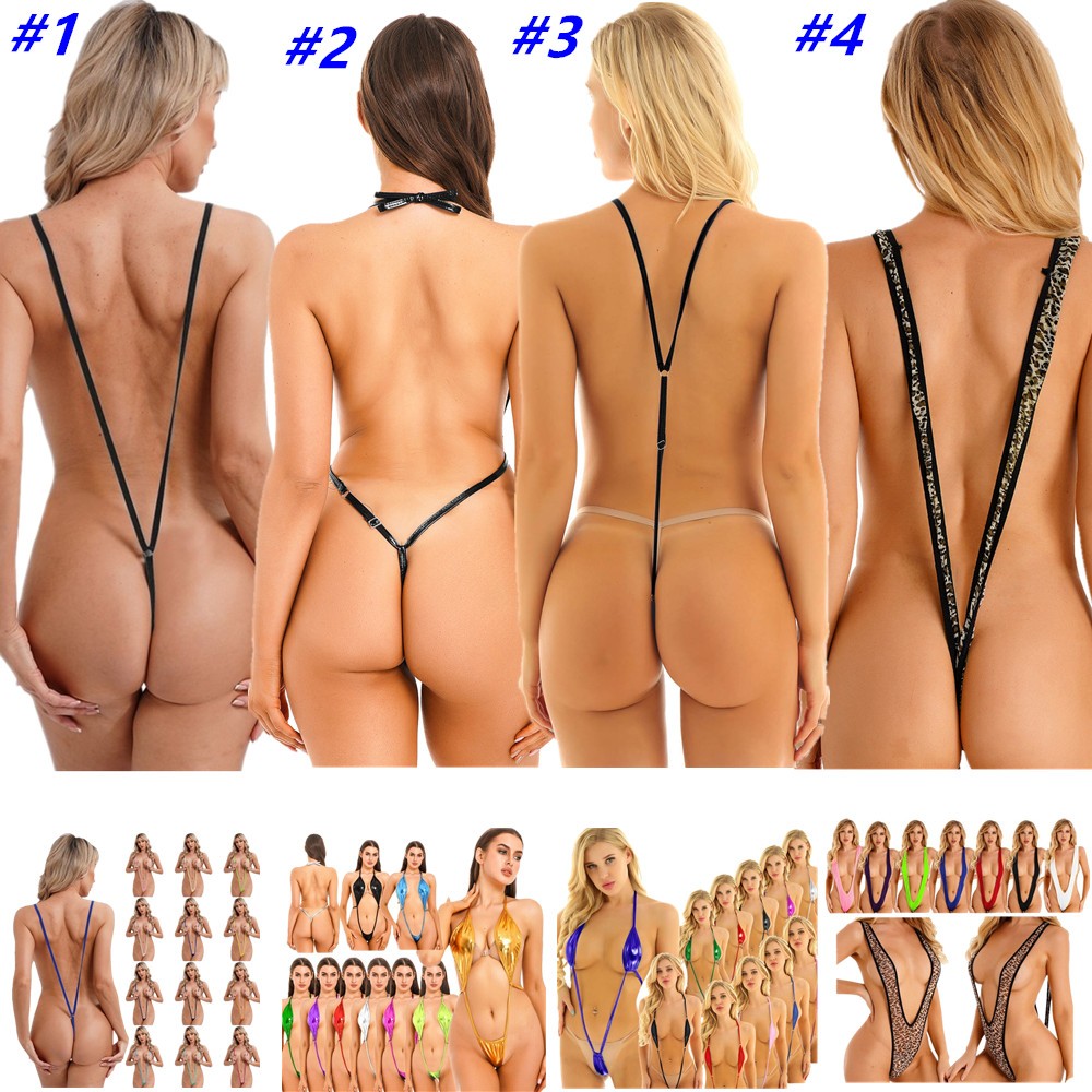 Women Sling Shot Micro Bikini Thong Leotard Bodysuit One-Piece Lingerie Swimsuit