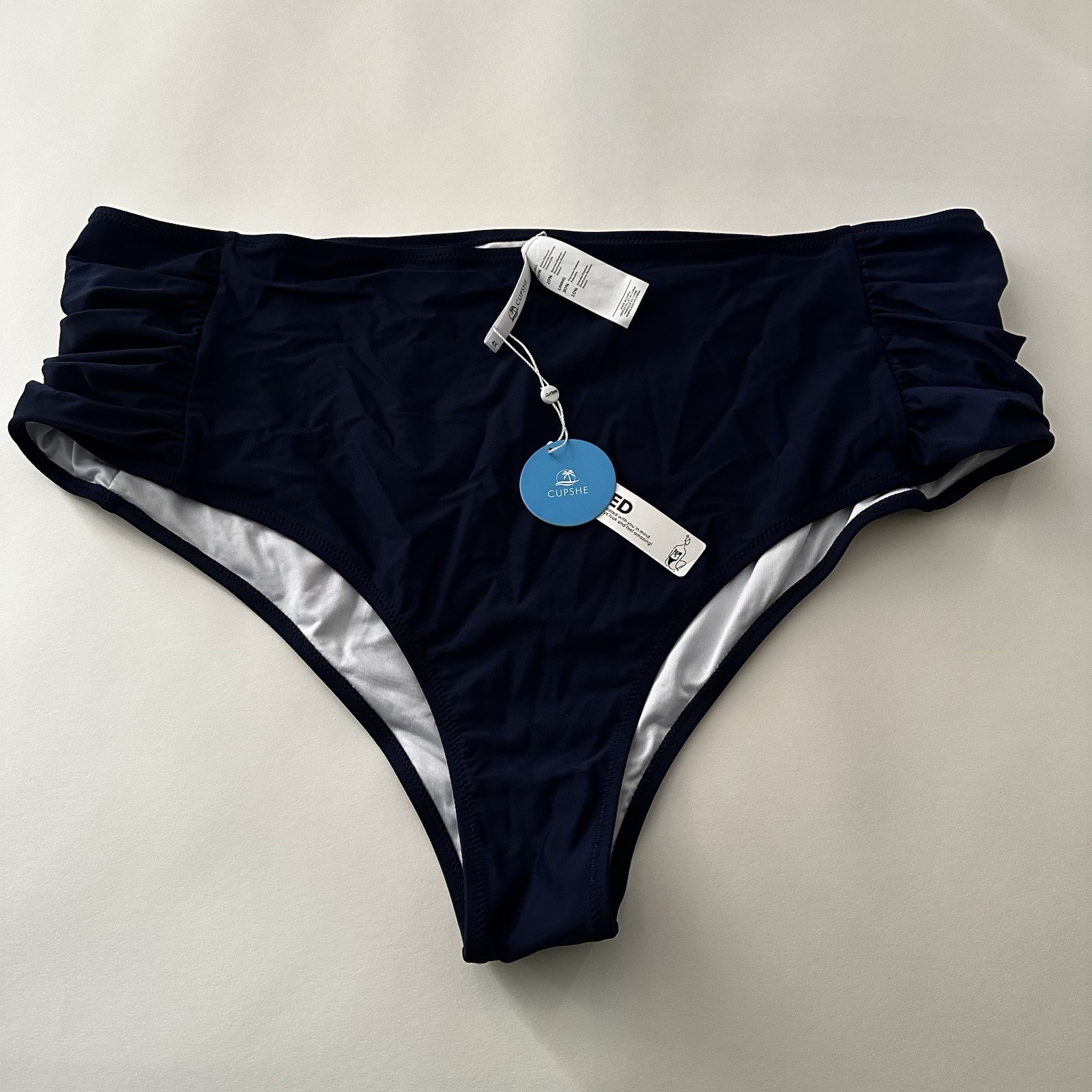 Cupshe Women’s Navy Ruched High-Waist Bikini Bottom Plus Size 4X